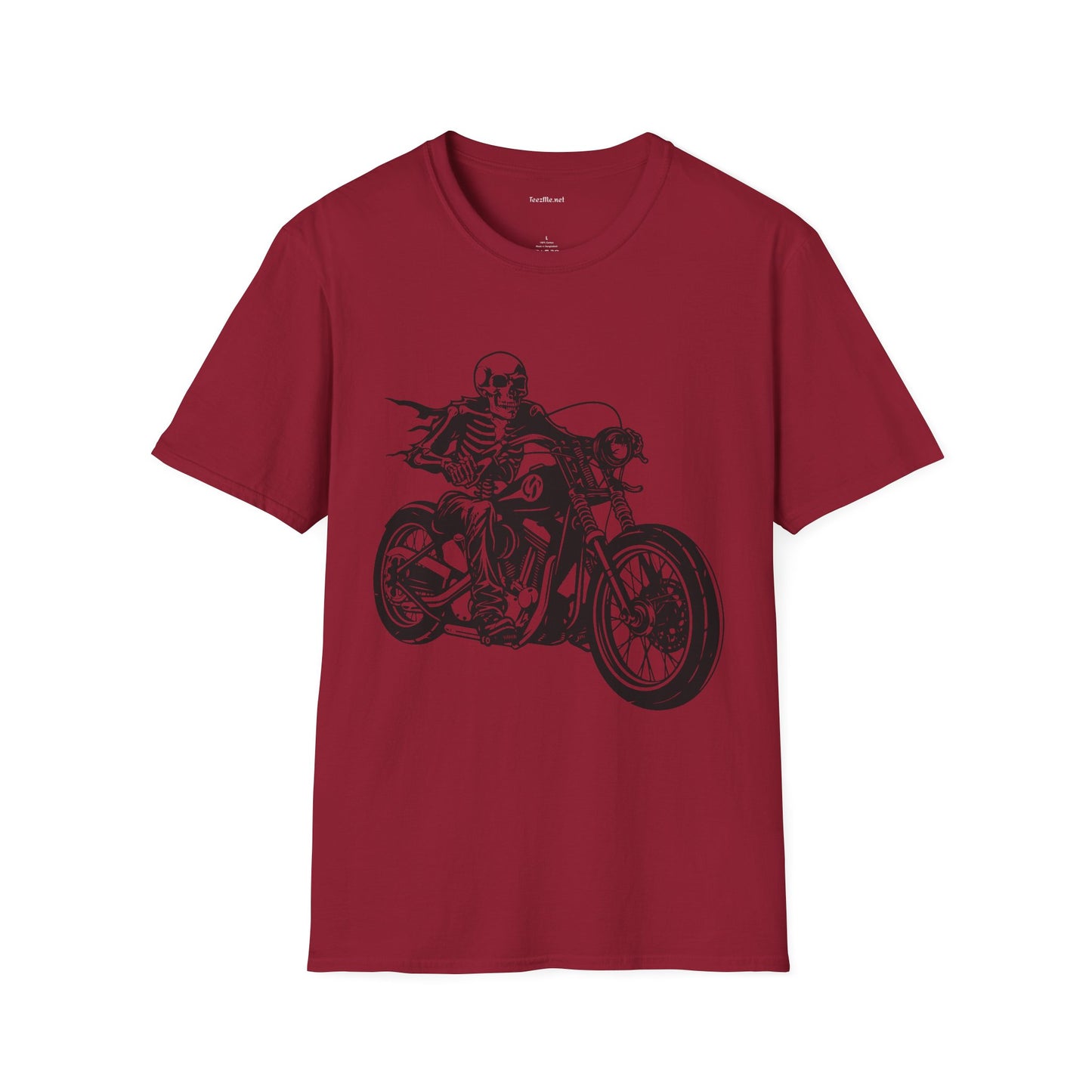 Skeleton Riding a Motorcycle Unisex Softstyle T-Shirt 100% Cotton Graphic