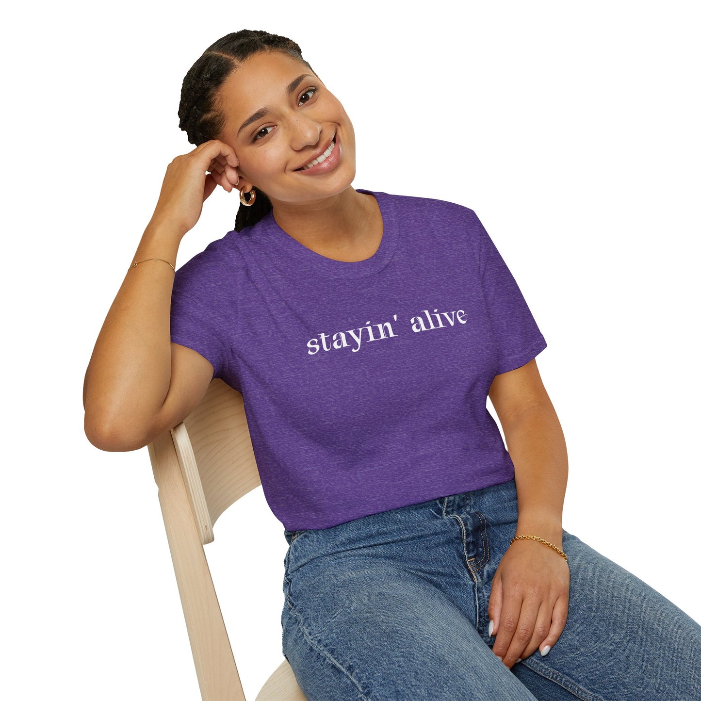 Stayin' alive - Unisex Softstyle T-Shirt 100% Cotton Graphic