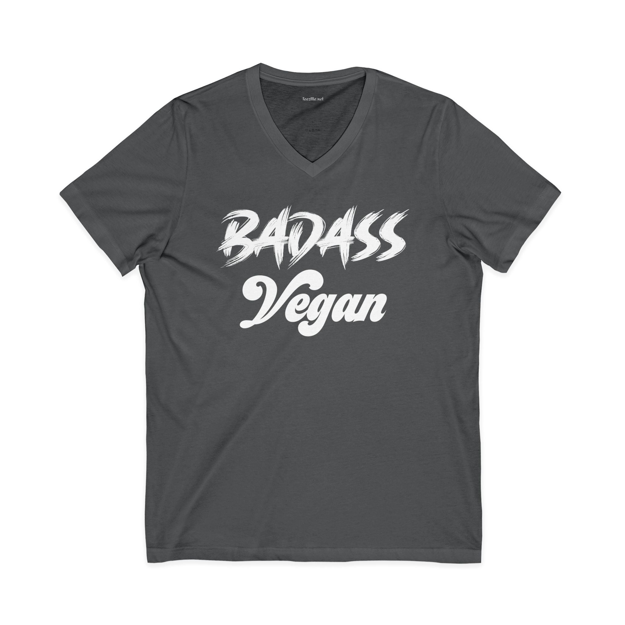 BADASS Vegan Unisex Jersey Short Sleeve V-Neck Tee