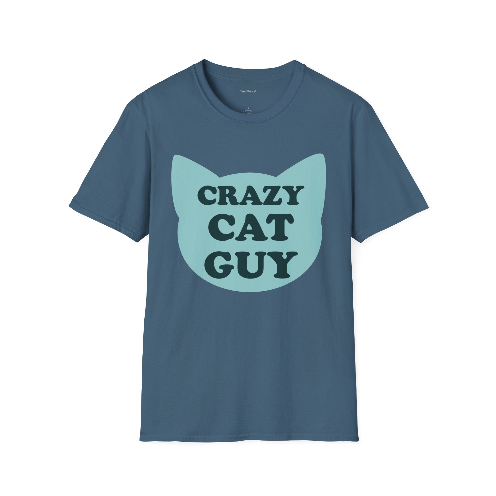 Crazy Cat Guy Unisex Softstyle T-Shirt 100% Cotton Graphic