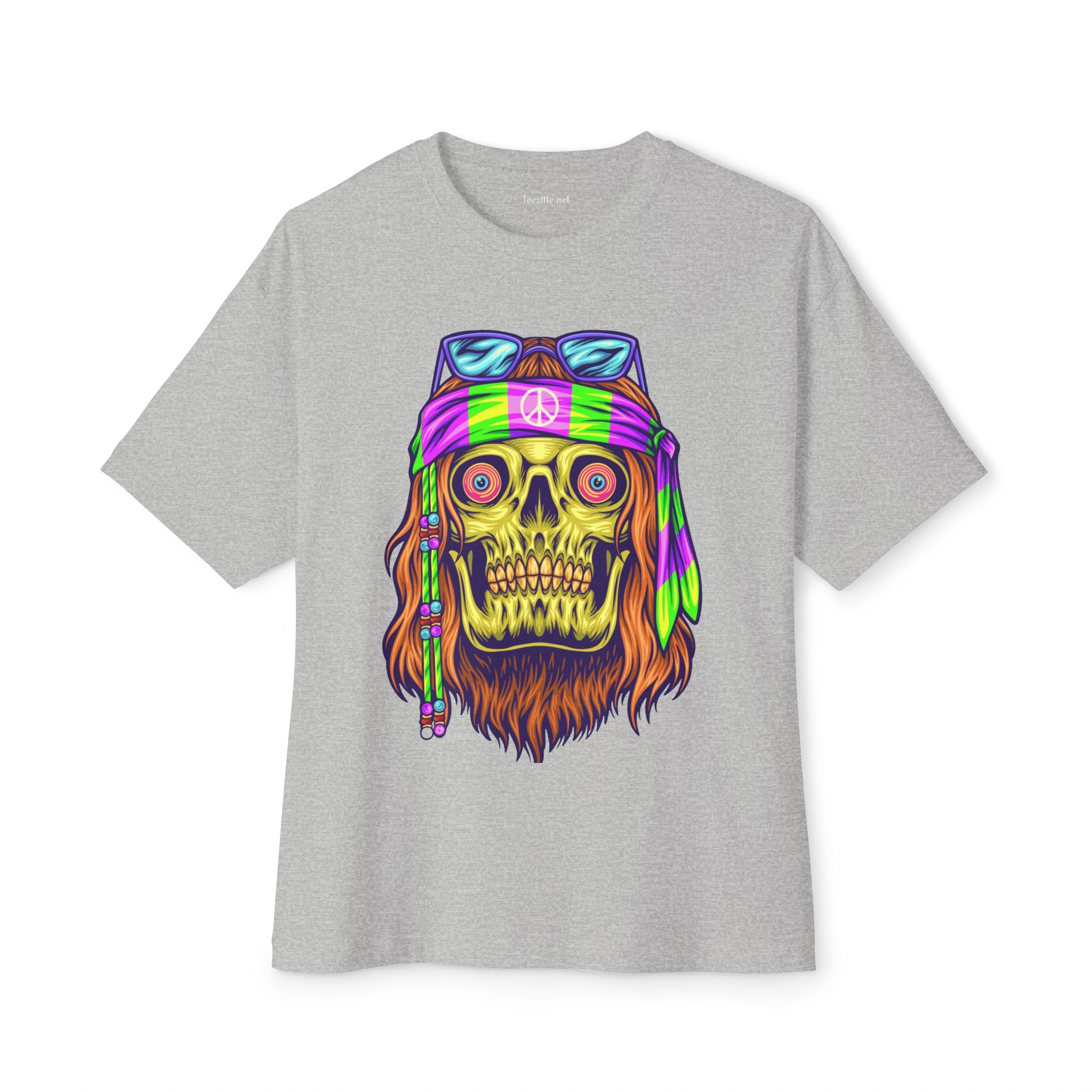 Psychedelic Hippie Skull Unisex Oversized Boxy Tee