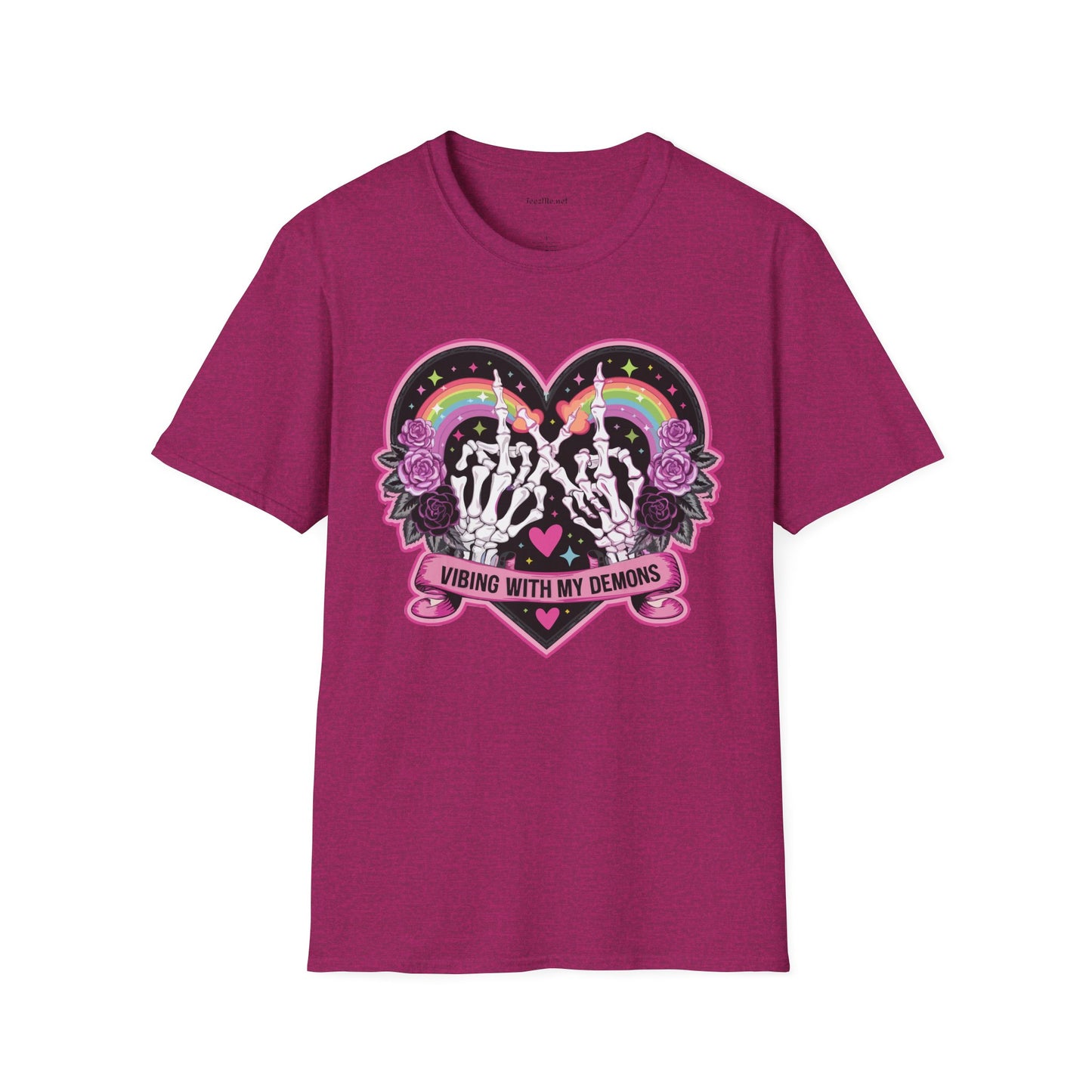 Vibing with My Demons Unisex Softstyle T-Shirt 100% Cotton Graphic