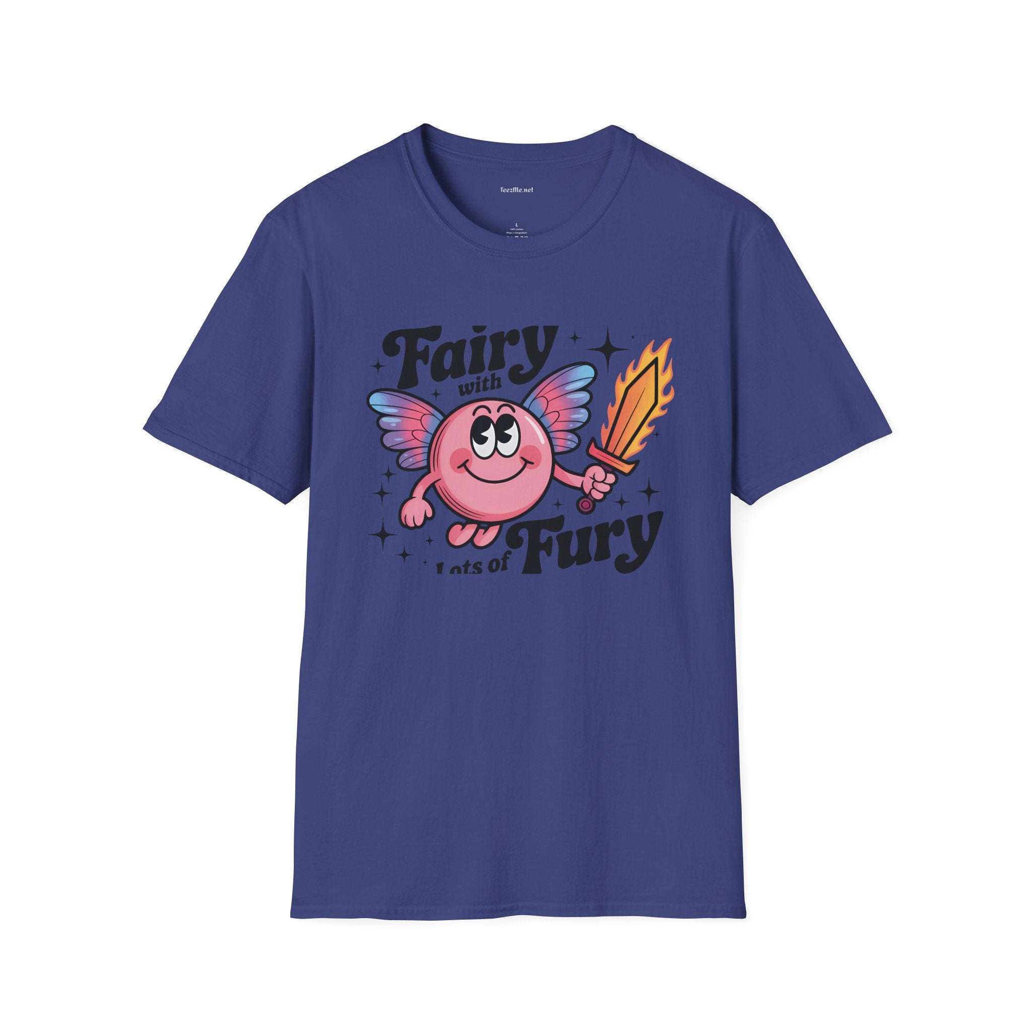 Fairy with Lots of Fury Unisex Softstyle T-Shirt 100% Cotton Graphic