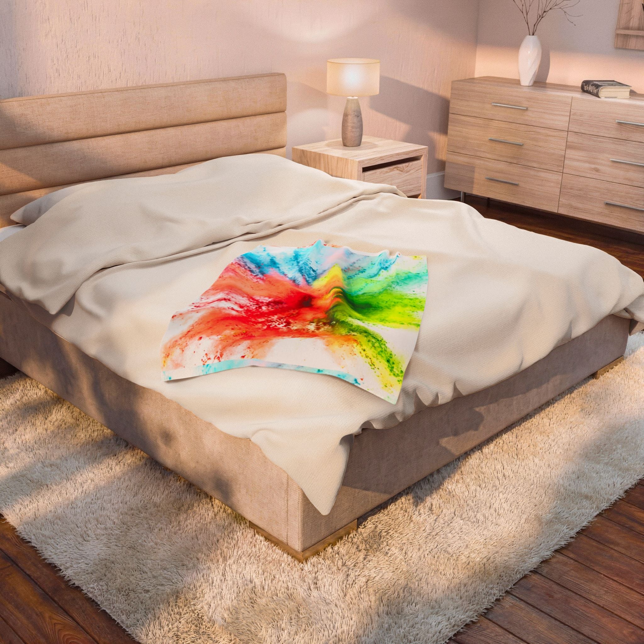 Watercolor Velveteen Plush Blanket