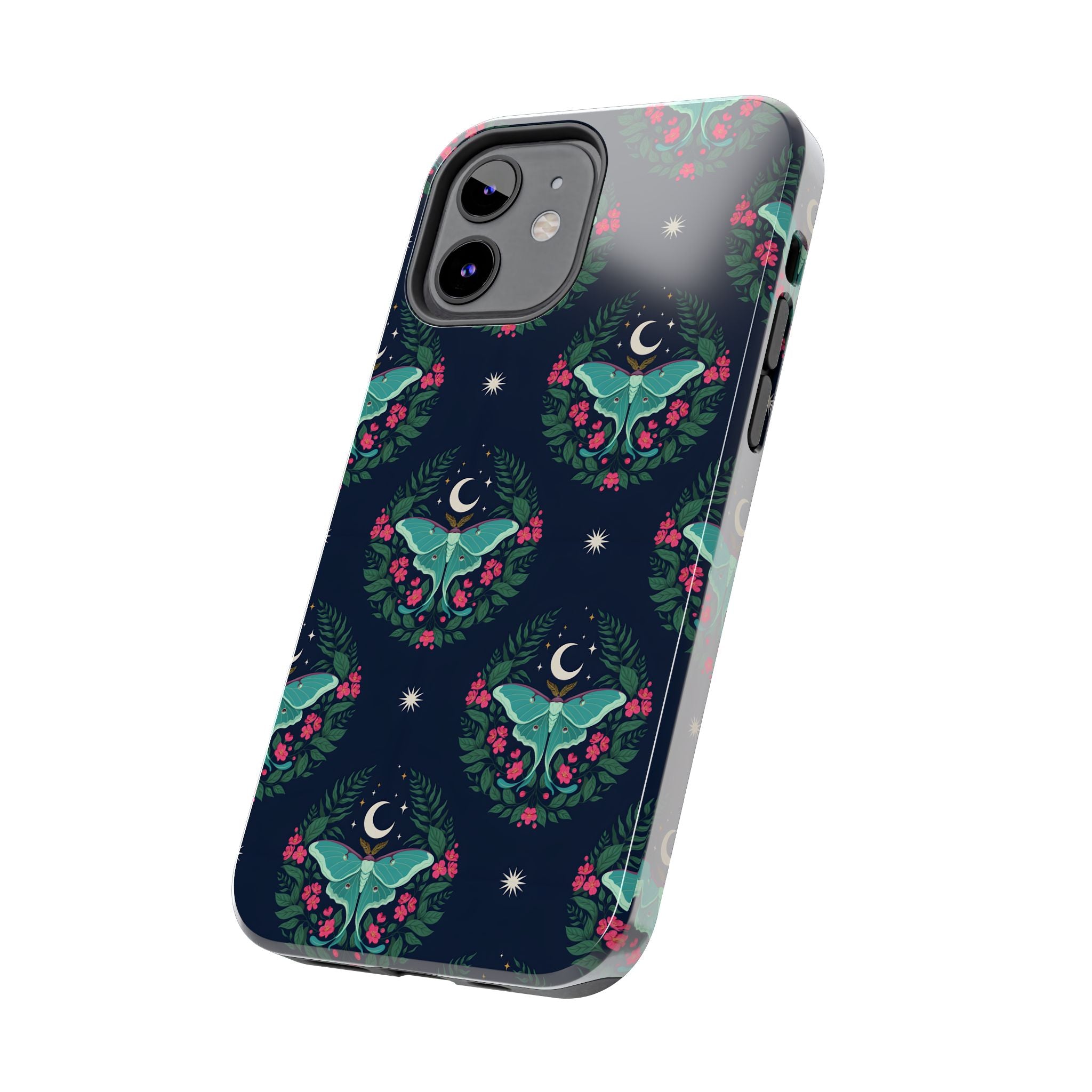 Moon Moth Tough Phone Case — Botanical Nightscape Protective Cover