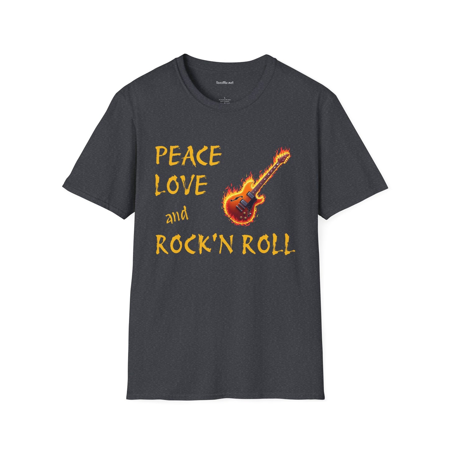 Peace Love and Rock'n Roll - Unisex Softstyle T-Shirt 100% Cotton Graphic
