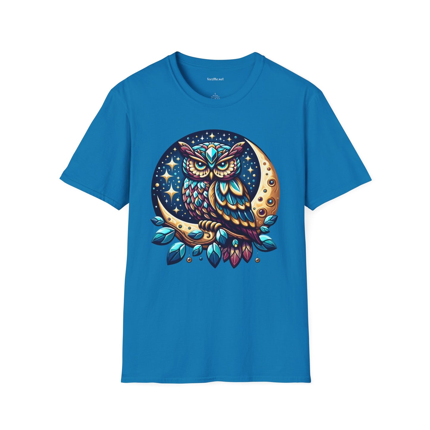 Jeweled Moon Owl Unisex Softstyle T-Shirt 100% Cotton