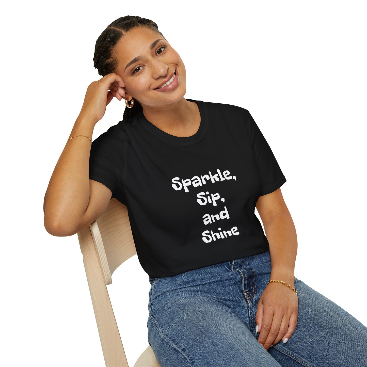 Sparkle, sip, and shine - Unisex Softstyle T-Shirt 100% Cotton Graphic