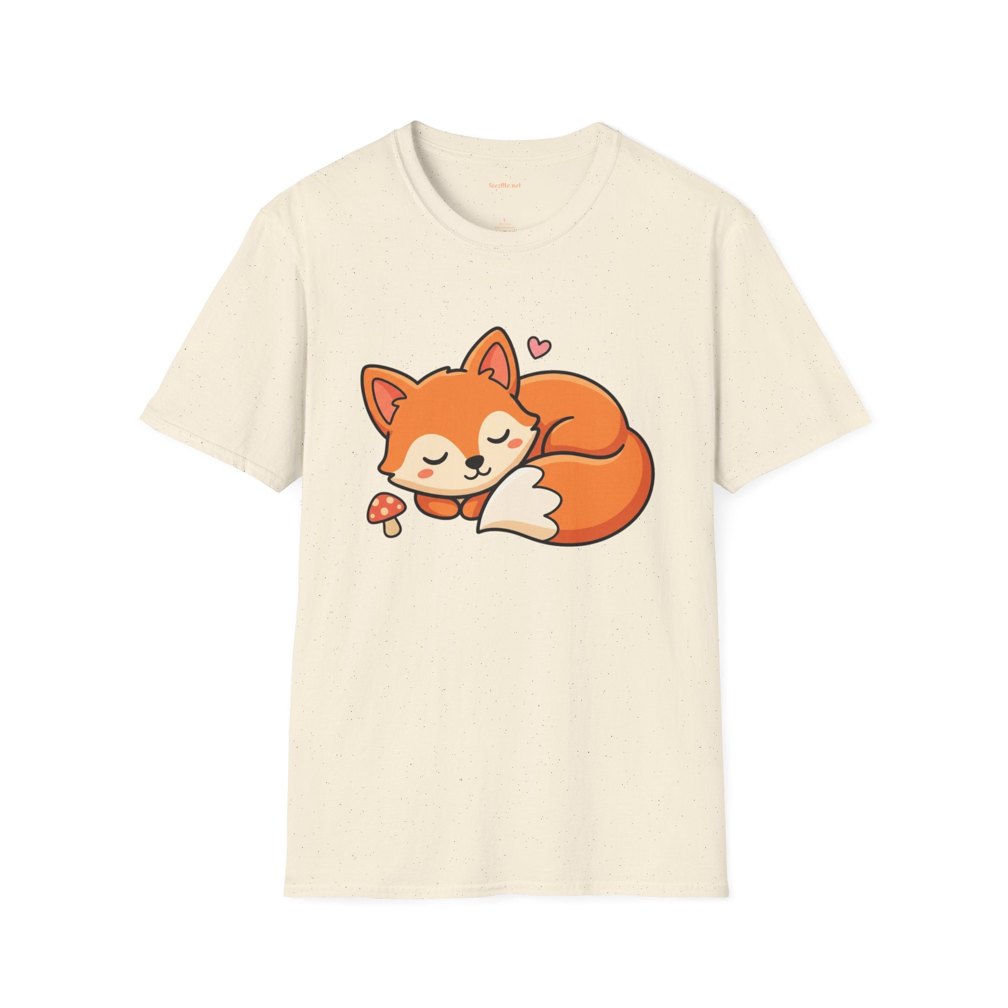 Sleeping Fox with Mushrrom Unisex Softstyle T-Shirt 100% Cotton Graphic