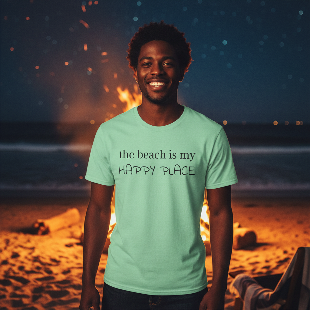 The beach is my happy place - Unisex Softstyle T-Shirt 100% Cotton Graphic