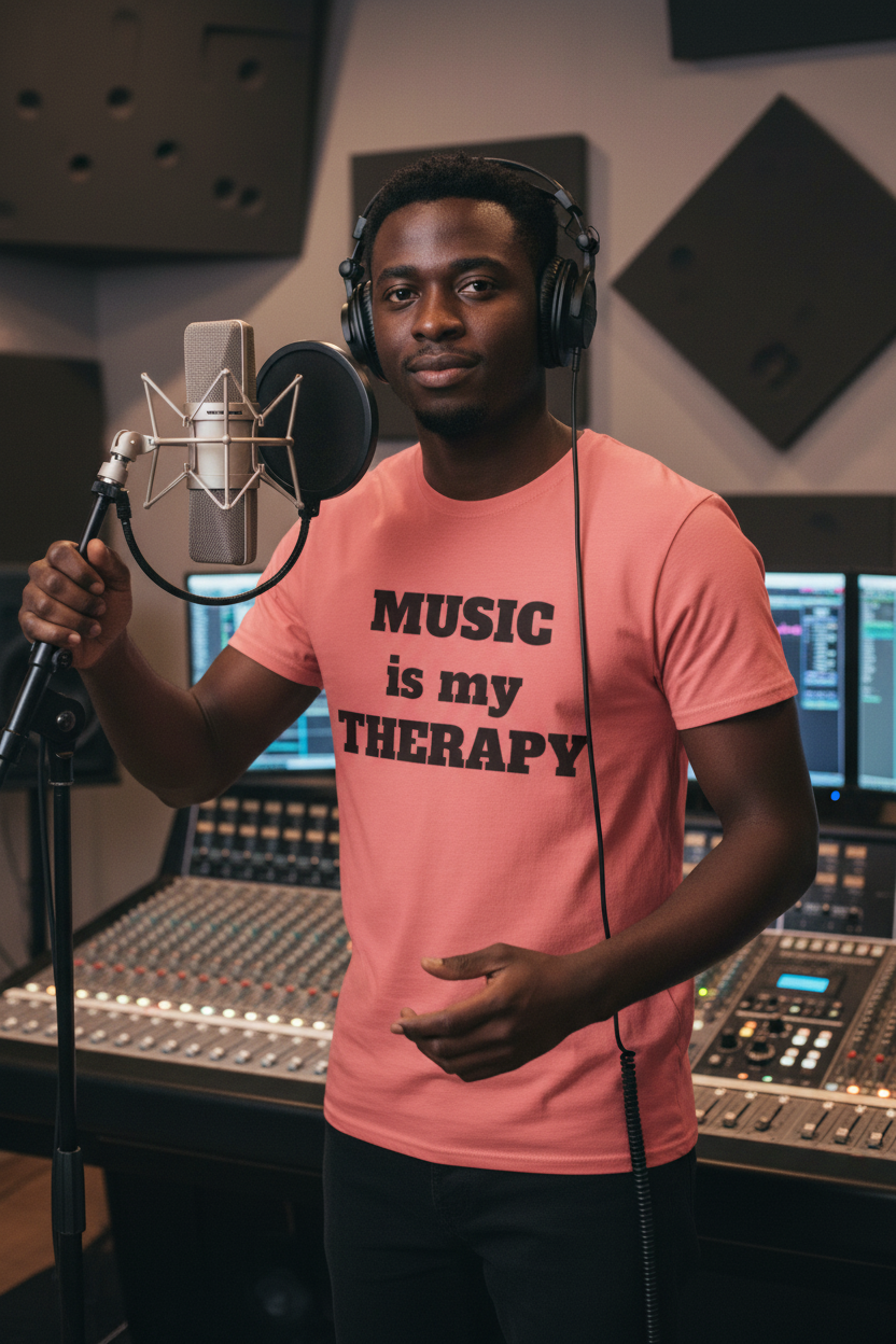 Music is my Therapy Unisex Softstyle T-Shirt 100% Cotton Graphic
