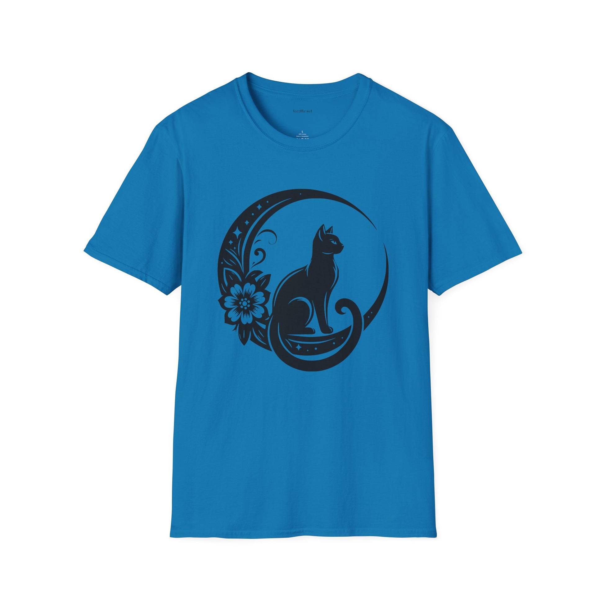 Crescent Moon Cat - Unisex Softstyle T-Shirt 100% Cotton Graphic