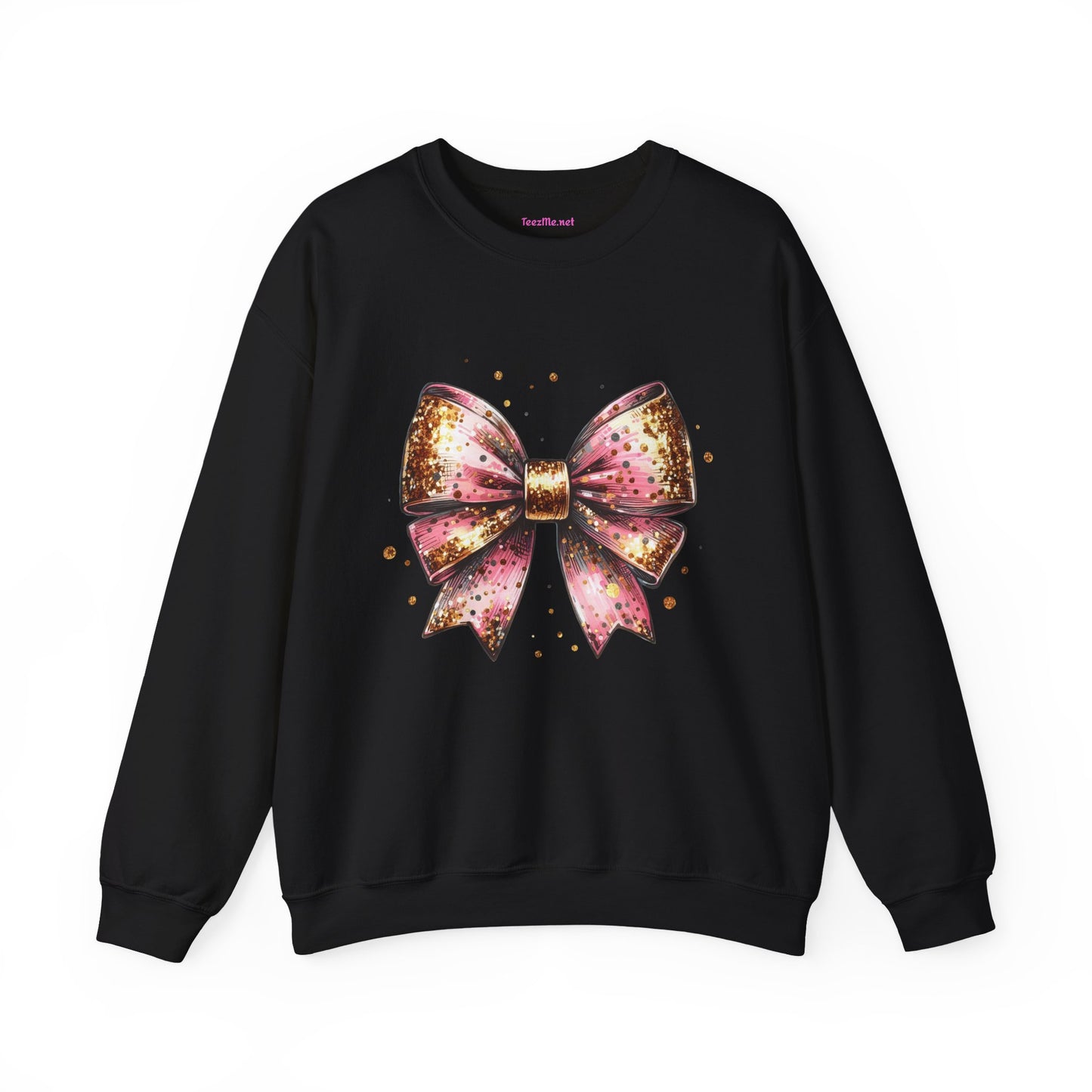 Pink and Gold Bow Unisex Heavy Blend™ Crewneck Sweatshirt Graphic