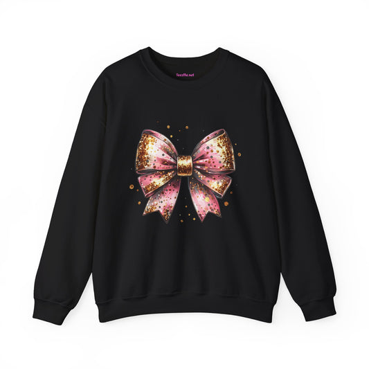 Pink and Gold Bow Unisex Heavy Blend™ Crewneck Sweatshirt Graphic