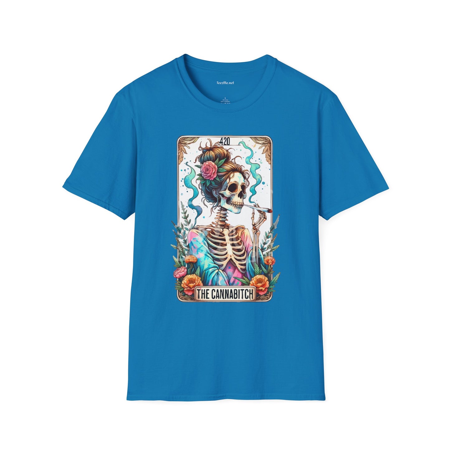 Boho Stoner Skeleton Cannabitch Unisex Softstyle T-Shirt 100% Cotton Graphic