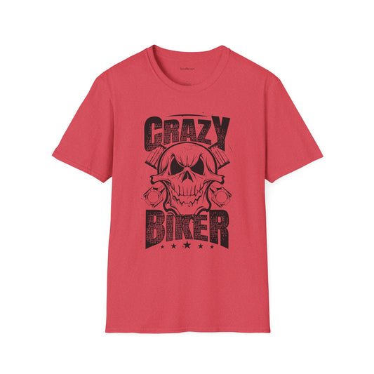 Crazy Biker Unisex Softstyle T-Shirt 100% Cotton Graphic