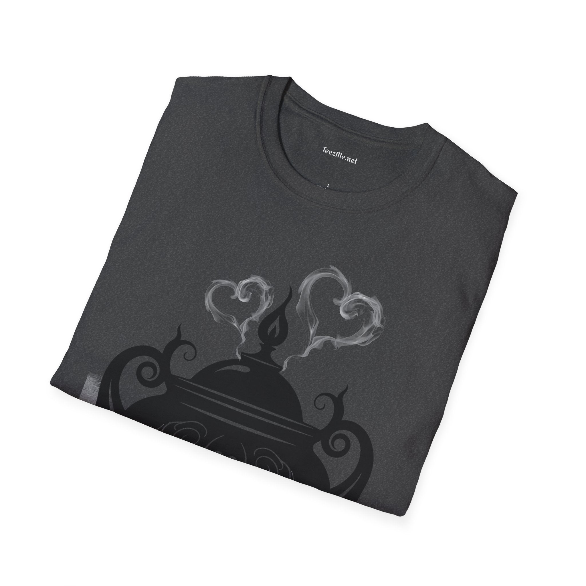 Black Cauldron with Hearts Unisex Soft T-Shirt 100% Cotton Graphic
