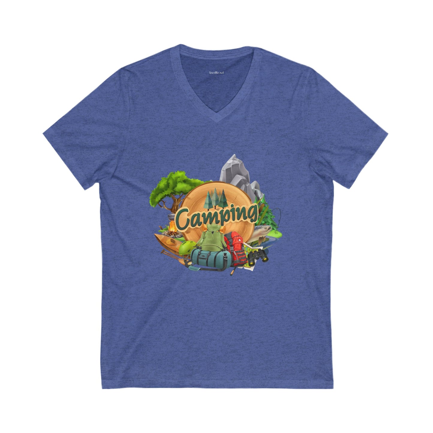Camping  - Unisex Jersey Short Sleeve V-Neck Tee