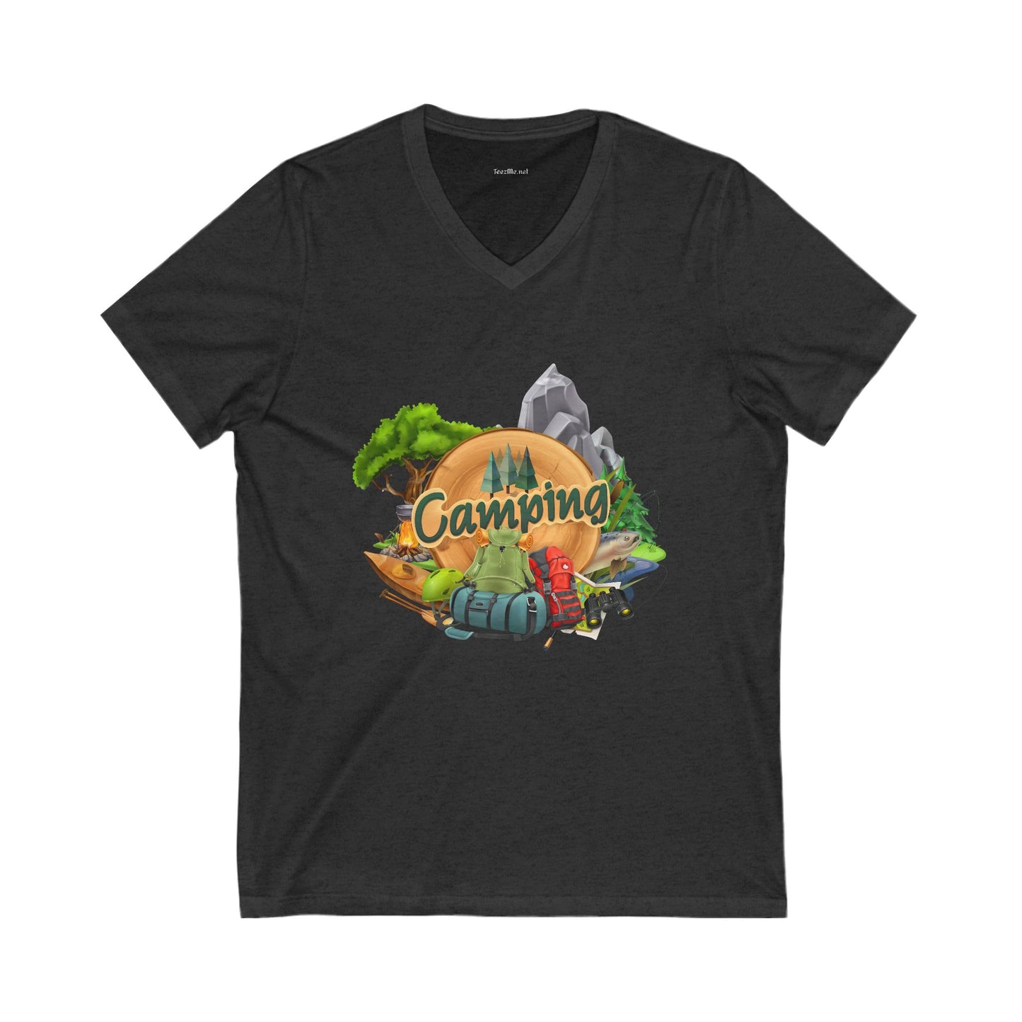Camping  - Unisex Jersey Short Sleeve V-Neck Tee