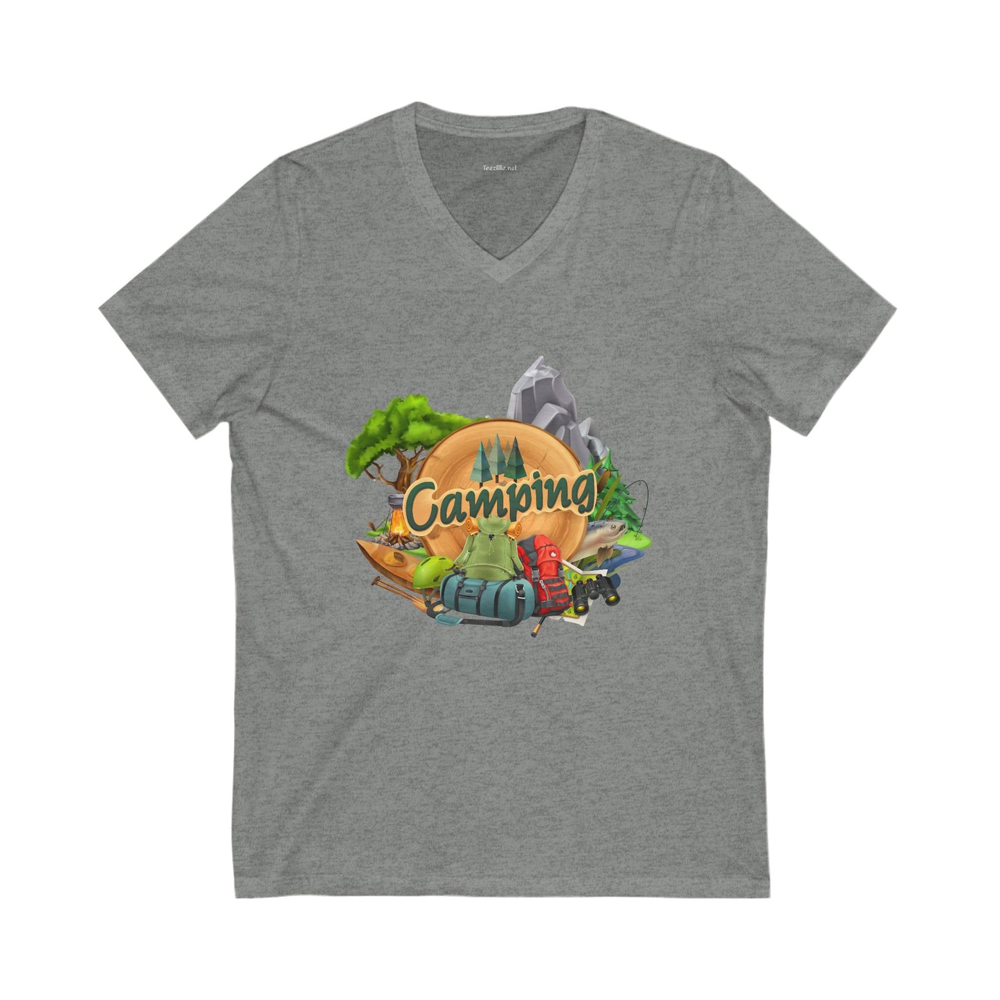 Camping  - Unisex Jersey Short Sleeve V-Neck Tee
