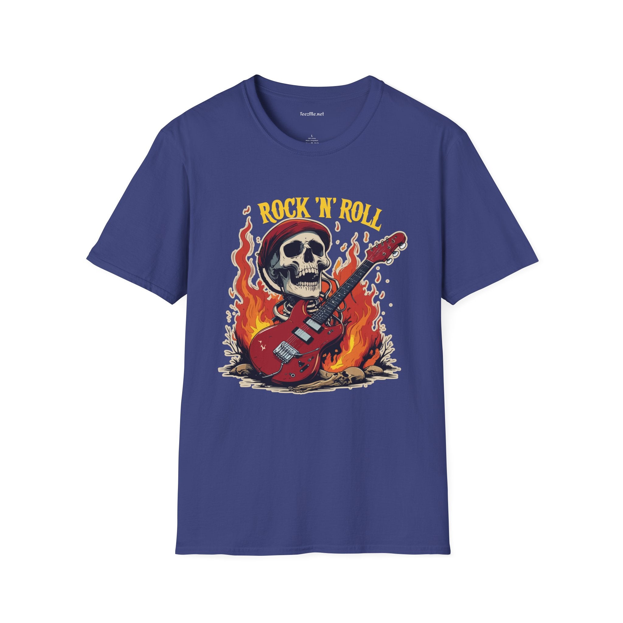 Rock N Roll Skeleton - Unisex Softstyle T-Shirt 100% Cotton Graphic