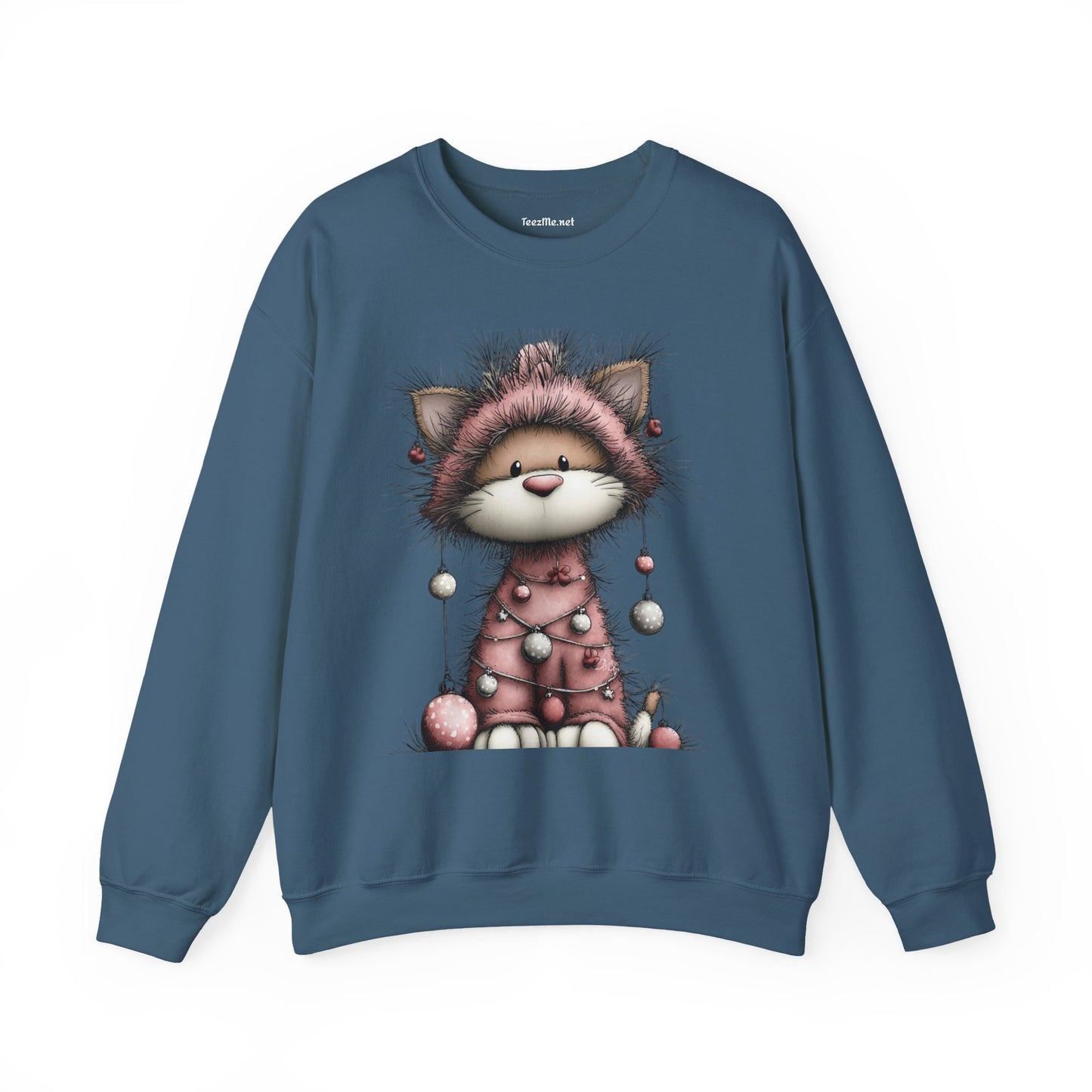 Whimsical Holiday Cat 02 Unisex Heavy Blend™ Crewneck Sweatshirt