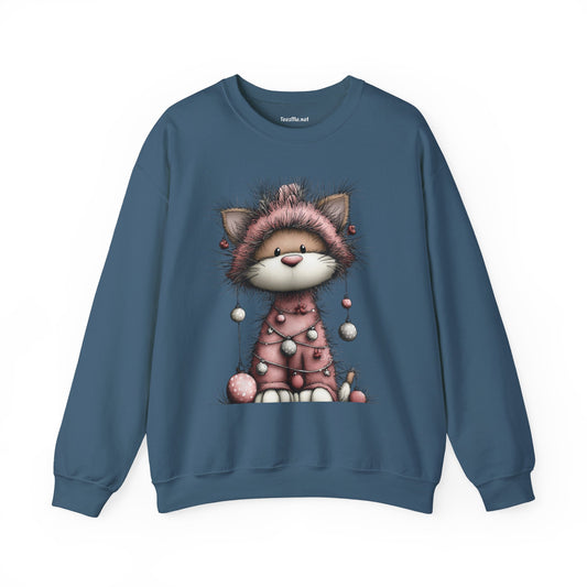 Whimsical Holiday Cat 02 Unisex Heavy Blend™ Crewneck Sweatshirt