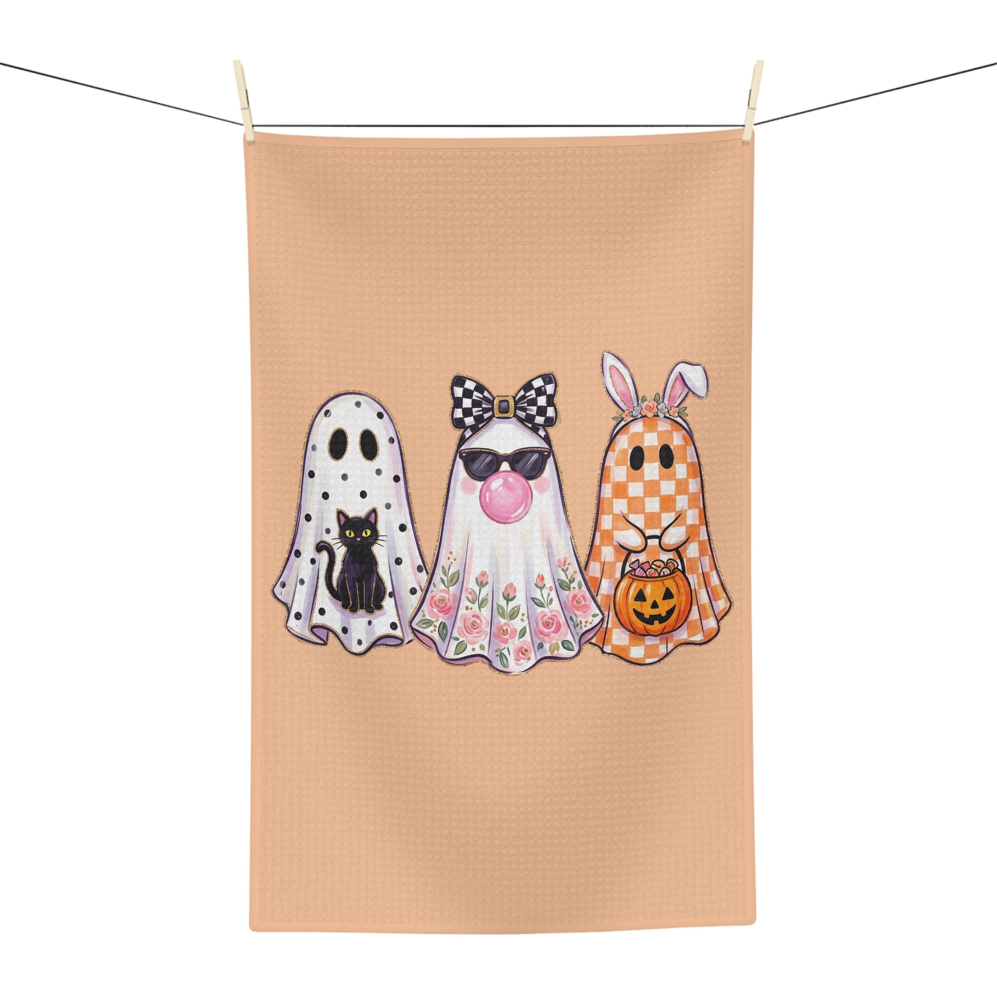 Halloween Ghost Trio Microfiber Tea Towel – Cute Spooky Kitchen Decor