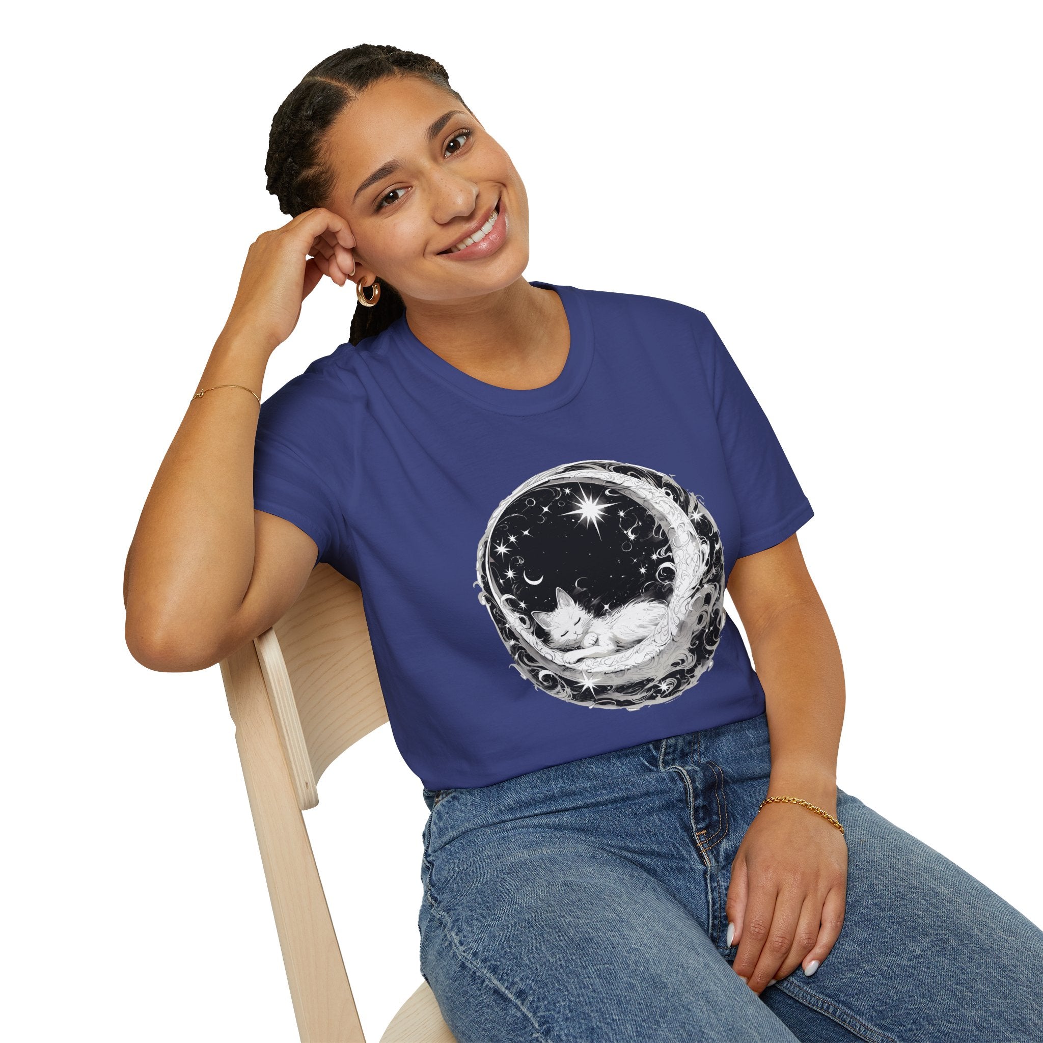 Moon Cat  - Unisex Softstyle T-Shirt 100% Cotton Graphic