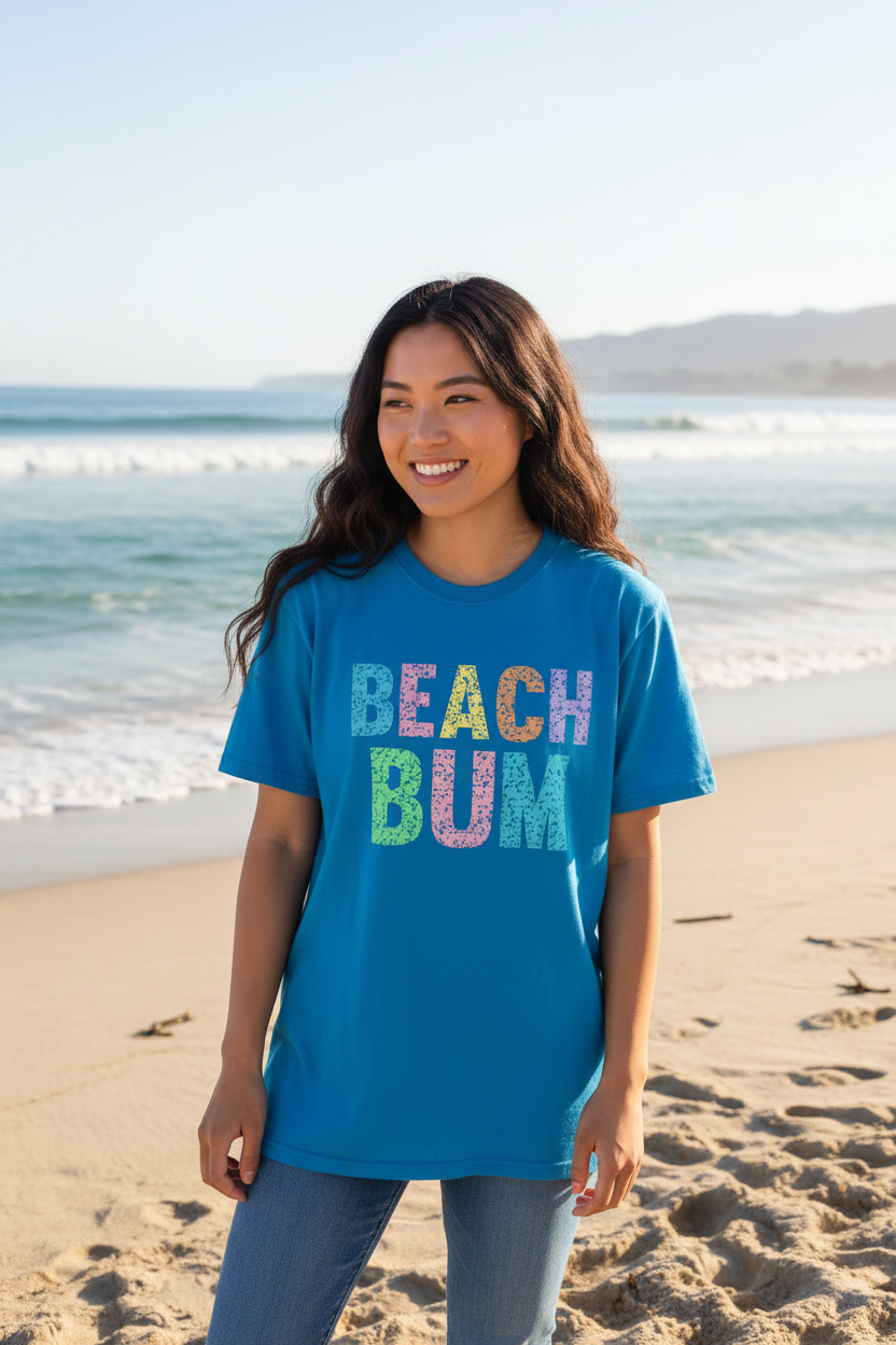 Beach Bum - Unisex Softstyle T-Shirt 100% Cotton Graphic