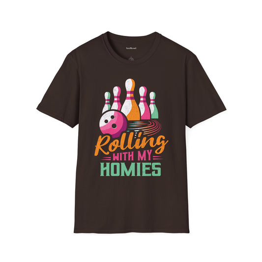 Rolling with My Homies (Bowling) Unisex Softstyle T-Shirt 100% Cotton