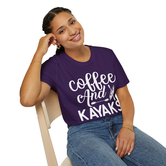 Coffee and Kayaks - Unisex Softstyle T-Shirt 100% Cotton Graphic