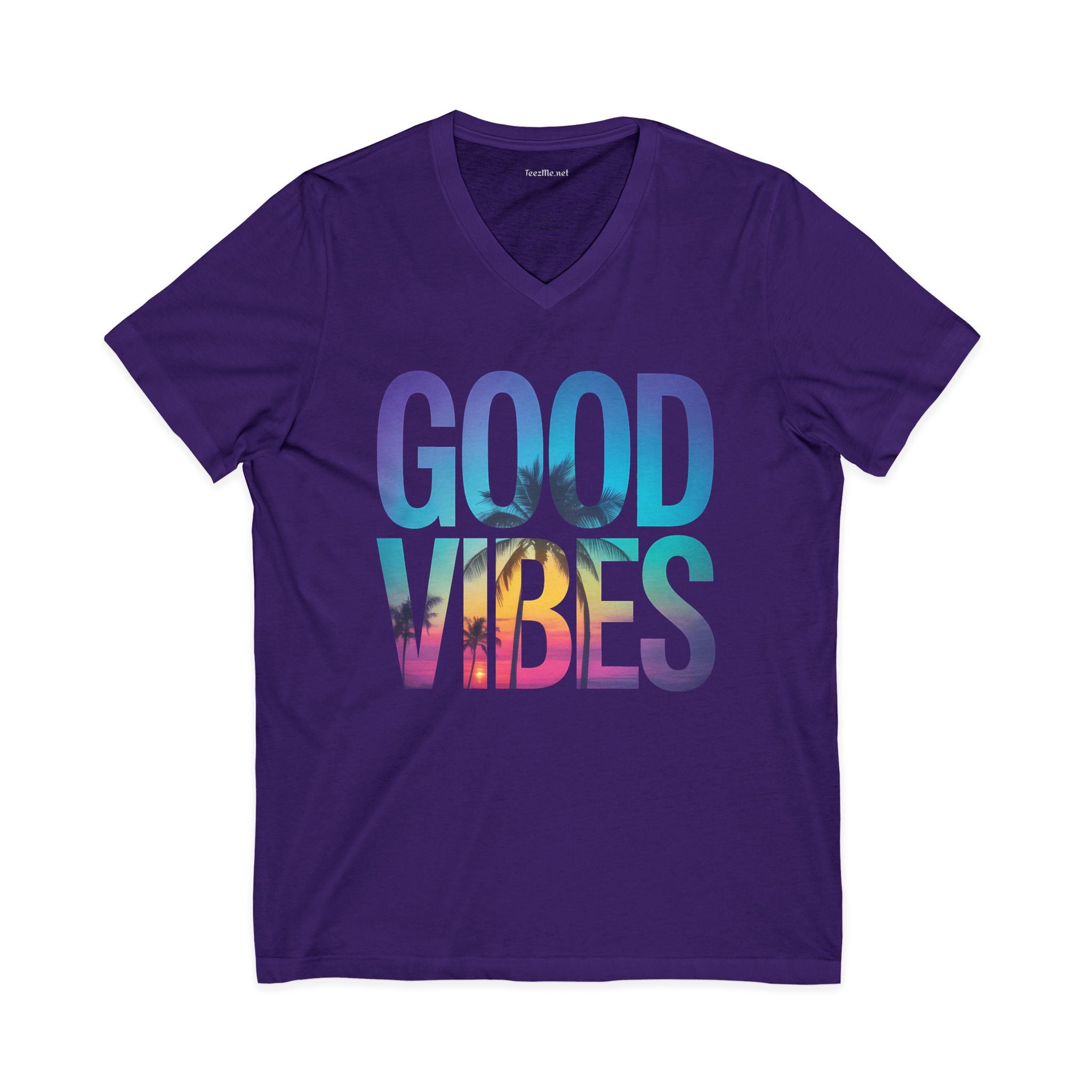 Good Vibes Palm - Unisex Jersey Short Sleeve V-Neck Tee
