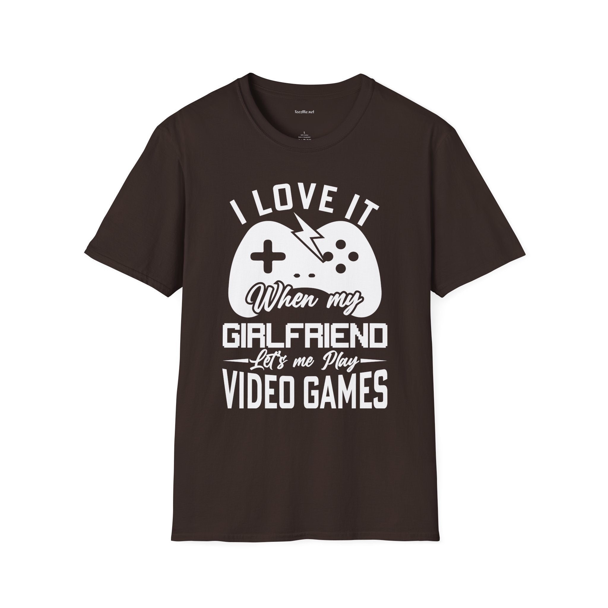 I Love It When My Girlfriend Let's Me Play Unisex Softstyle T-Shirt 100% Cotton Graphic
