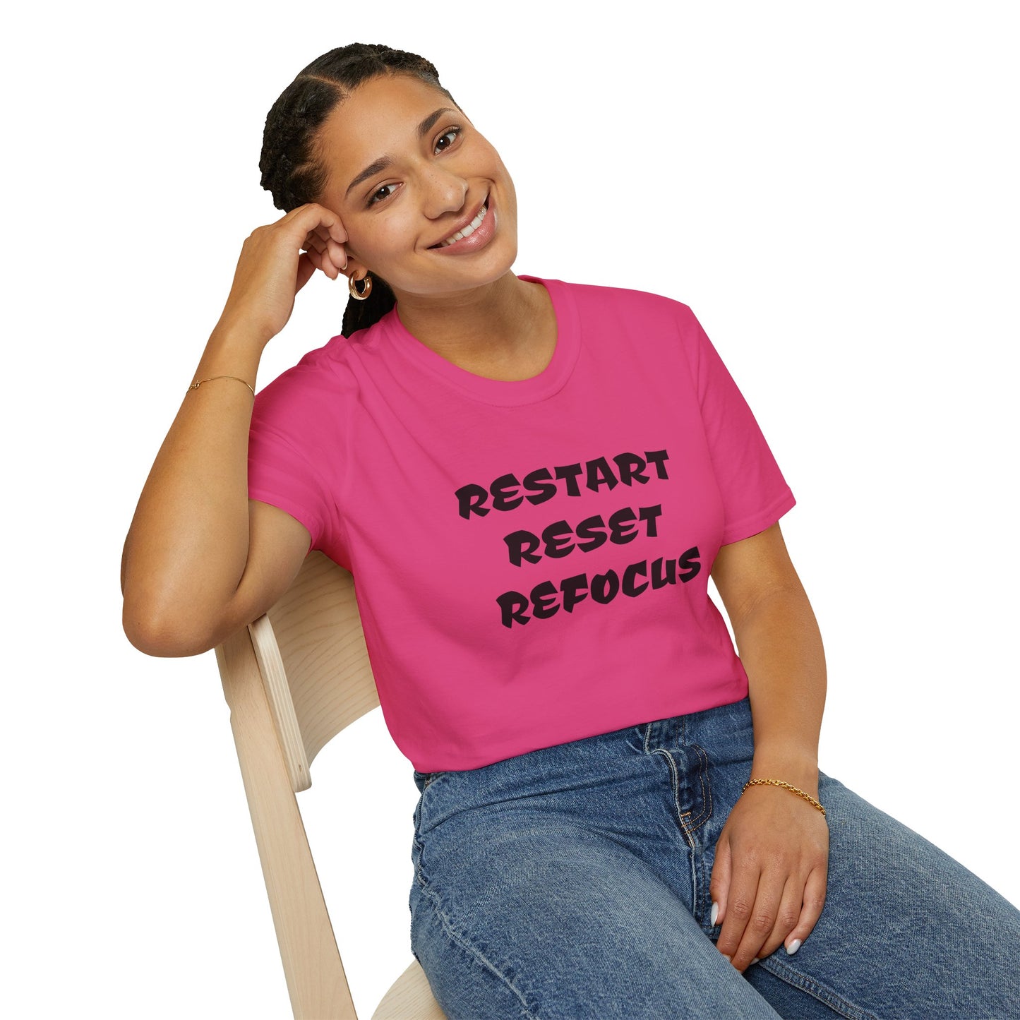 RESTART RESET REFOCUS - Unisex Softstyle T-Shirt 100% Cotton Graphic