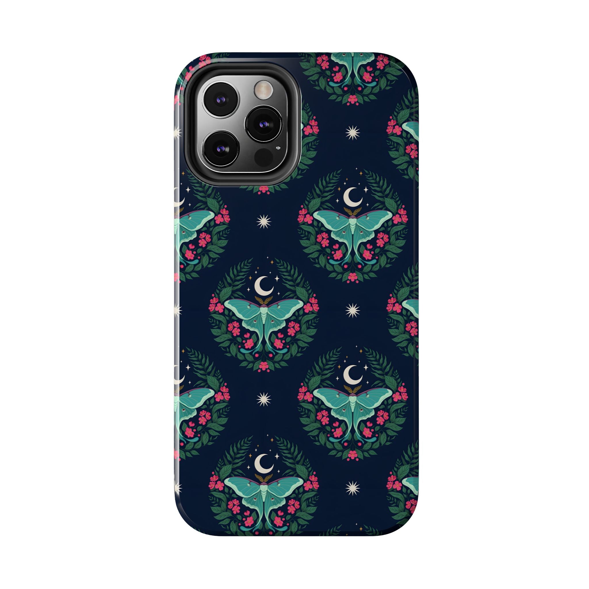 Moon Moth Tough Phone Case — Botanical Nightscape Protective Cover