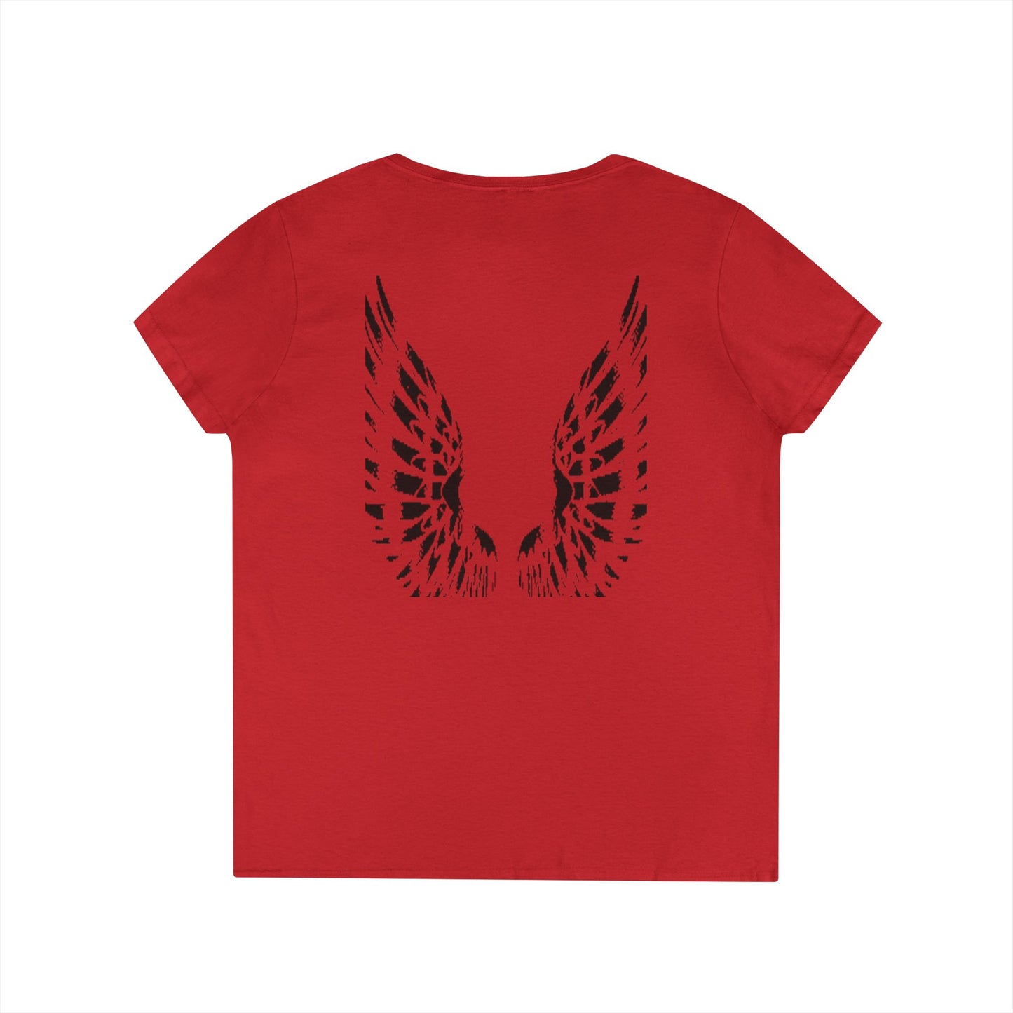 Angel Wings (back) - Ladies' V-Neck T-Shirt 100% cotton