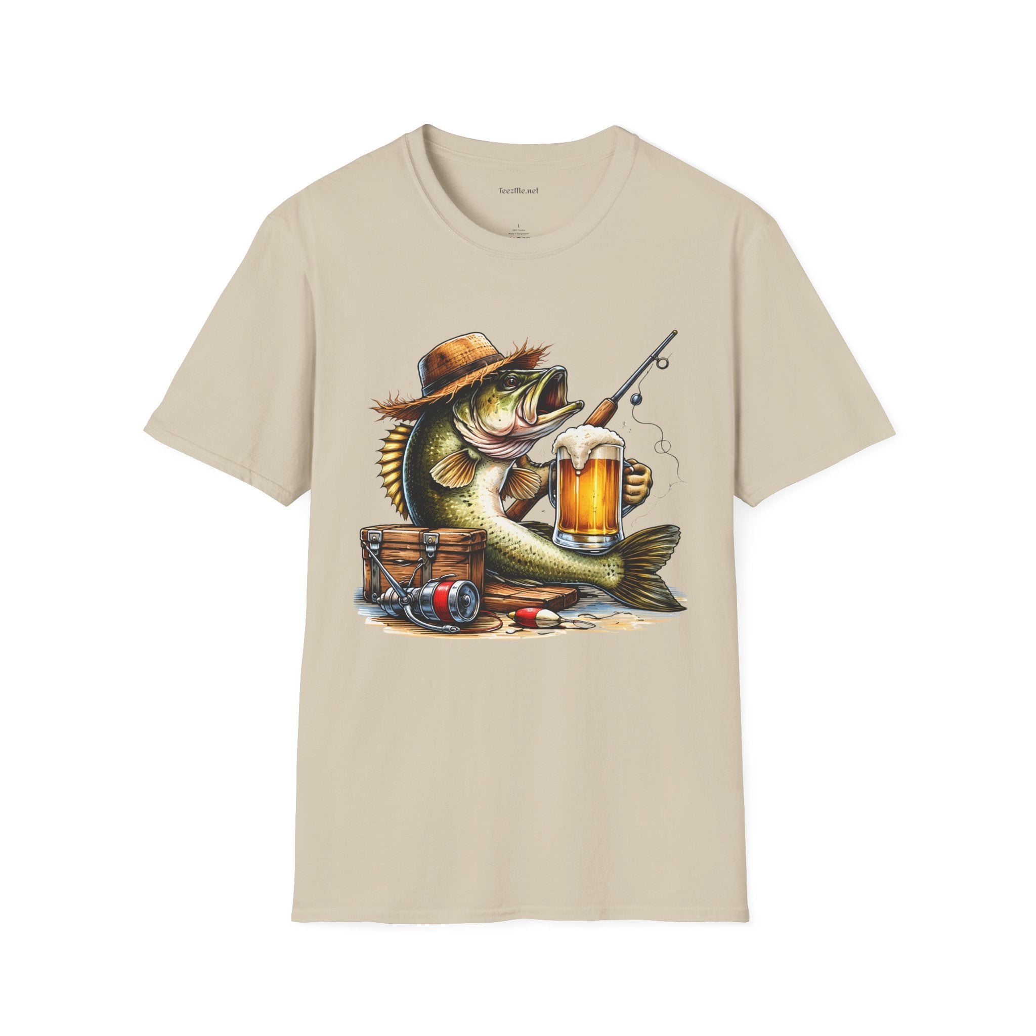 Bass Drinking Beer Unisex Soft Style T-Shirt 100% Cotton Graphic