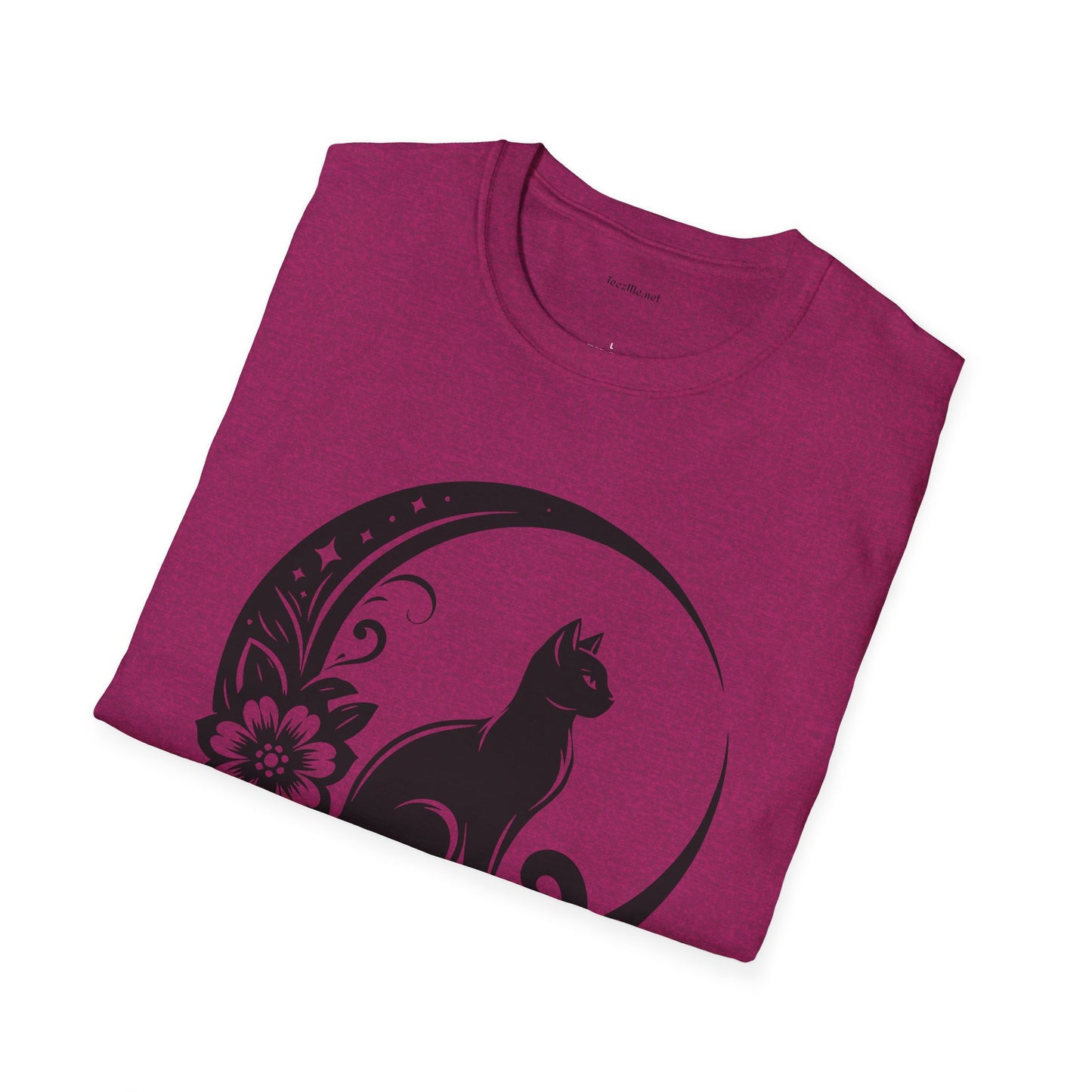 Crescent Moon Cat - Unisex Softstyle T-Shirt 100% Cotton Graphic