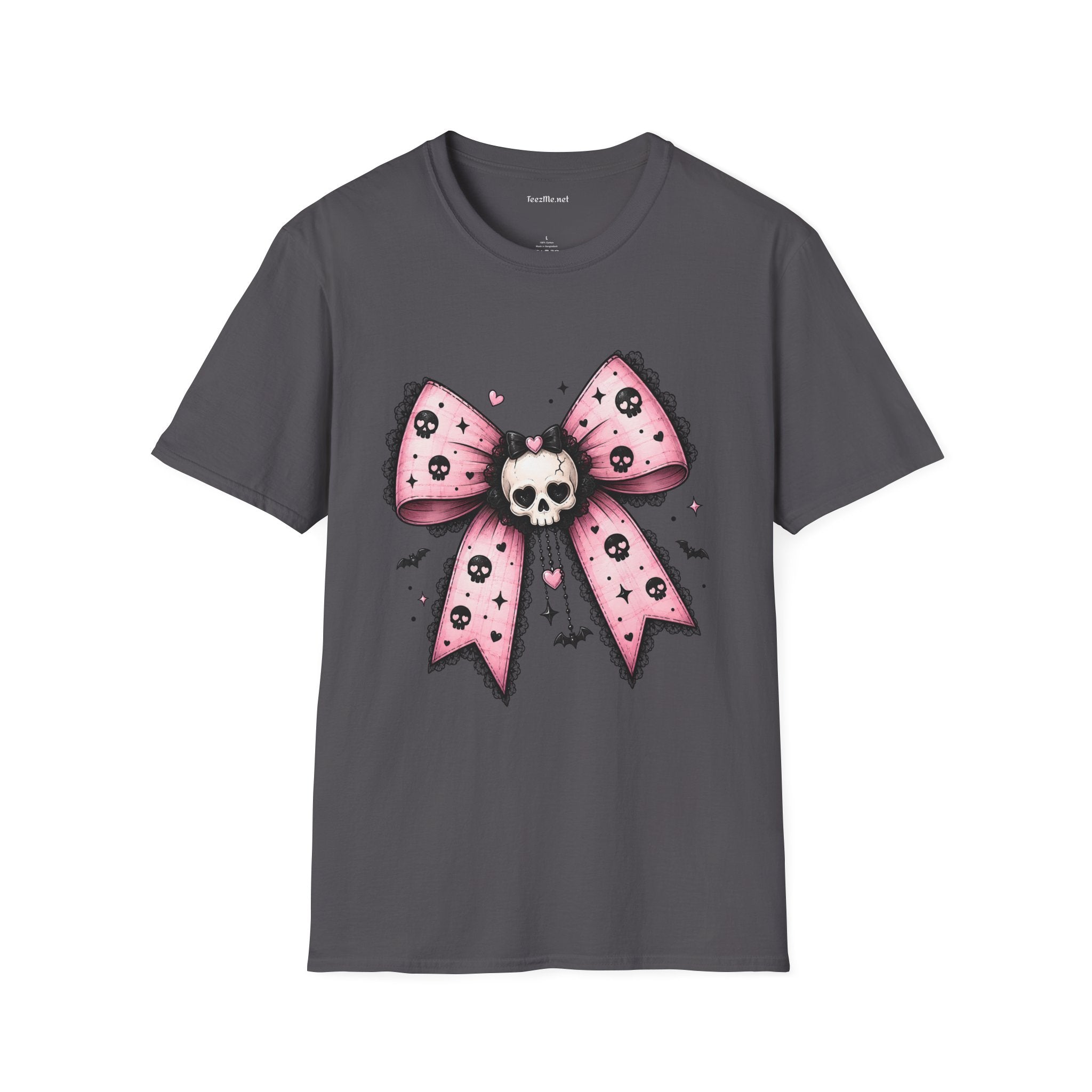 Skull Bow T-Shirt — Gothic Pink Ribbon Tee