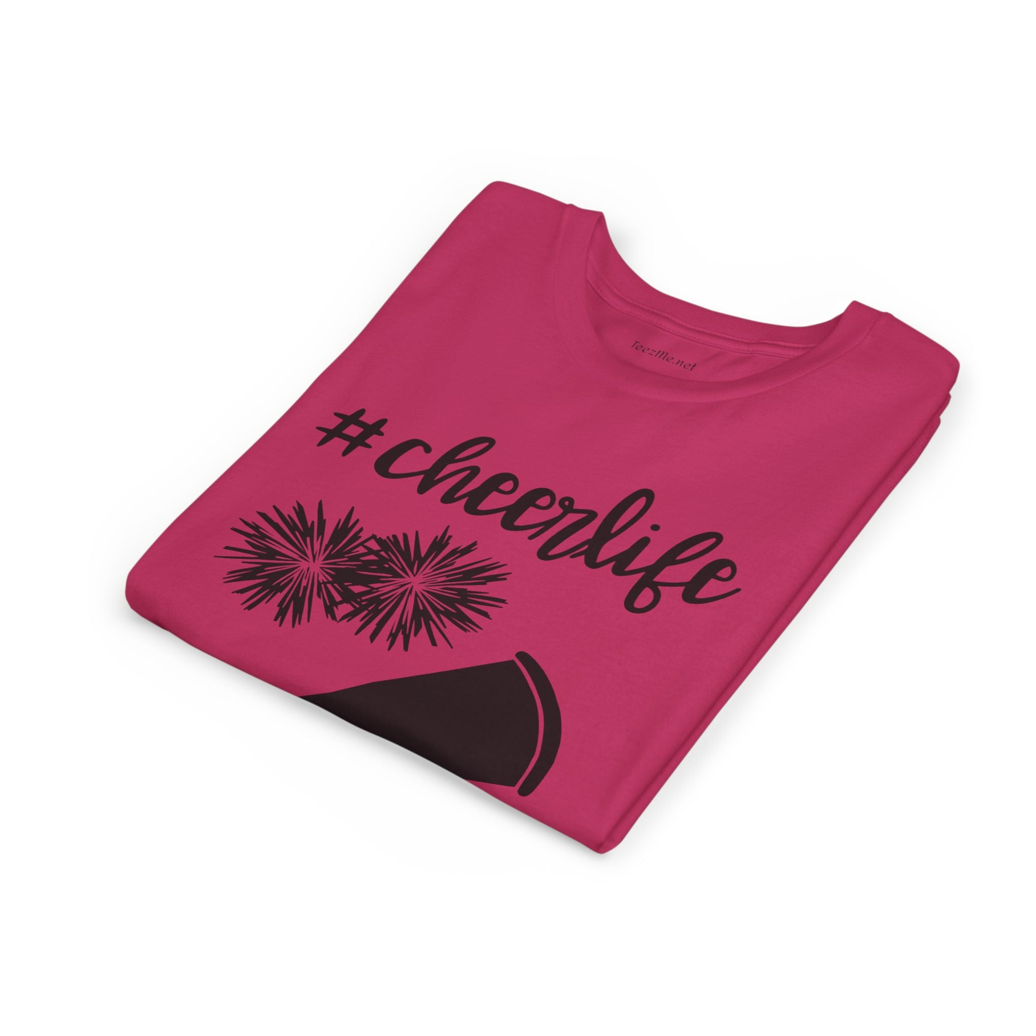 Youth Cheer Tee - “#cheerlife” Megaphone & Pom Design
