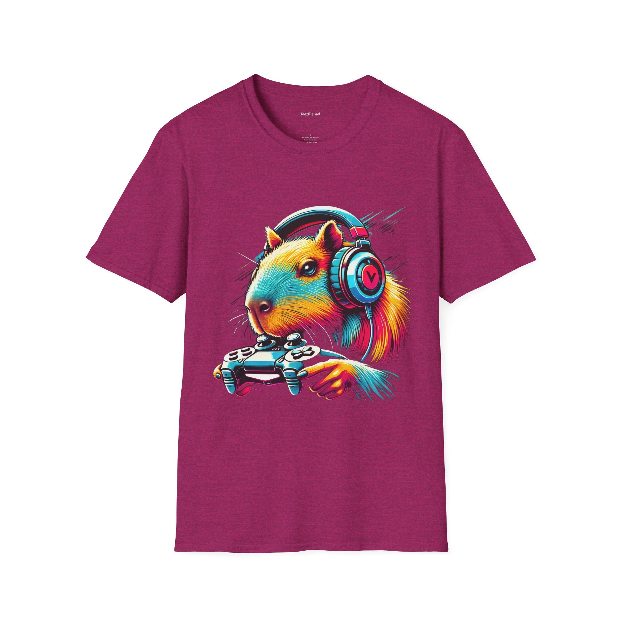 Capybara Video Gamer Unisex Softstyle T-Shirt 100% Cotton Graphic