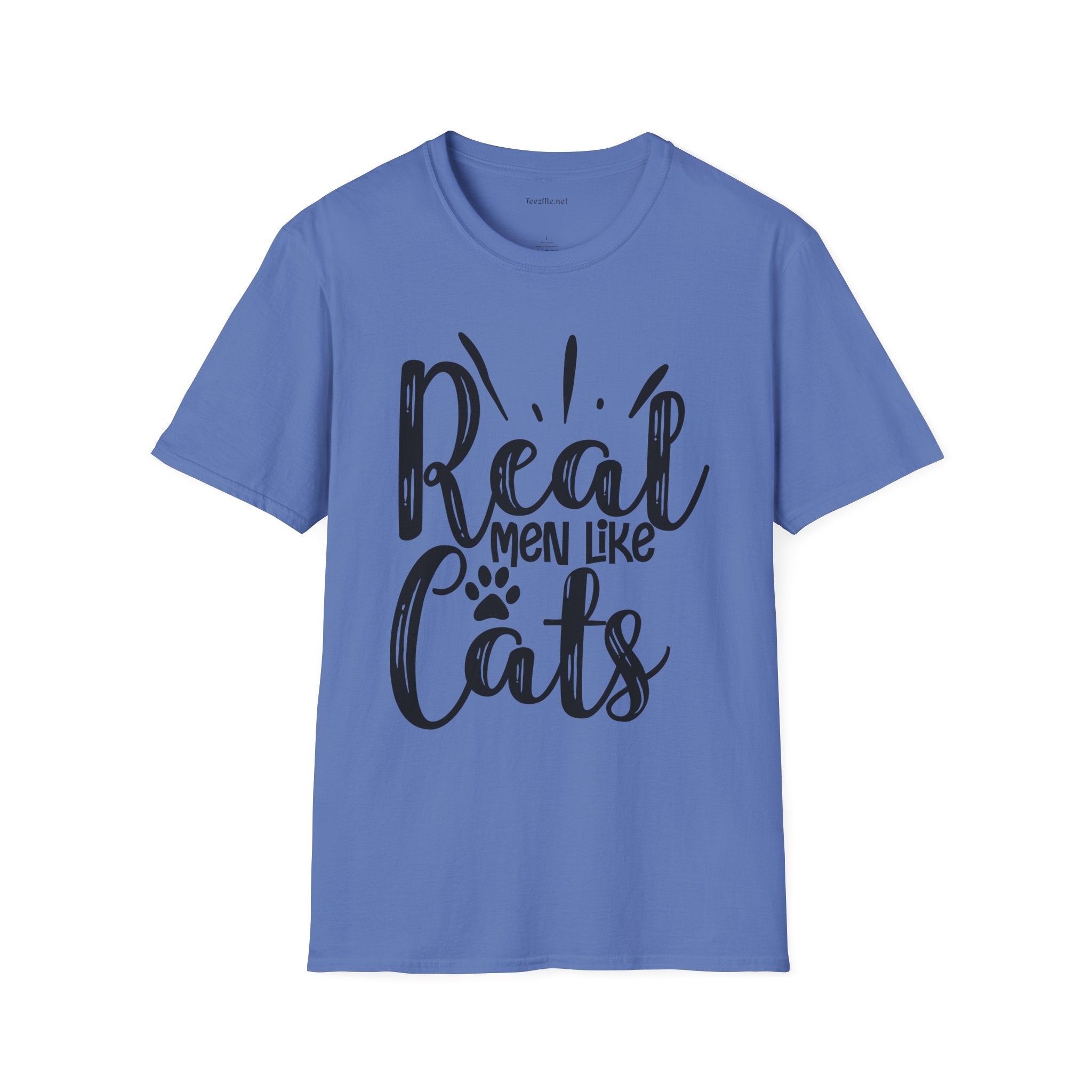 Real Men Like Cats Unisex Soft Style T-Shirt 100% Cotton Graphic