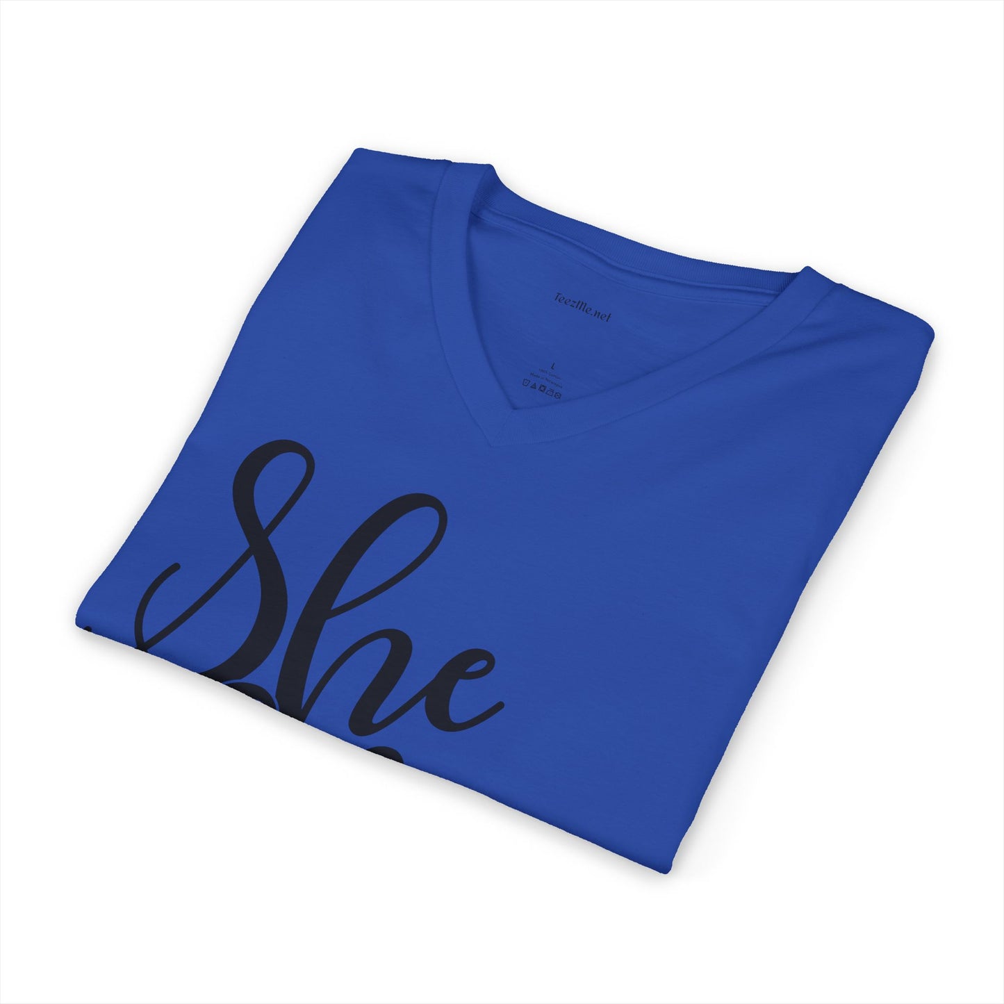 She Can She Will Unisex Jersey Short Sleeve V-Neck Tee
