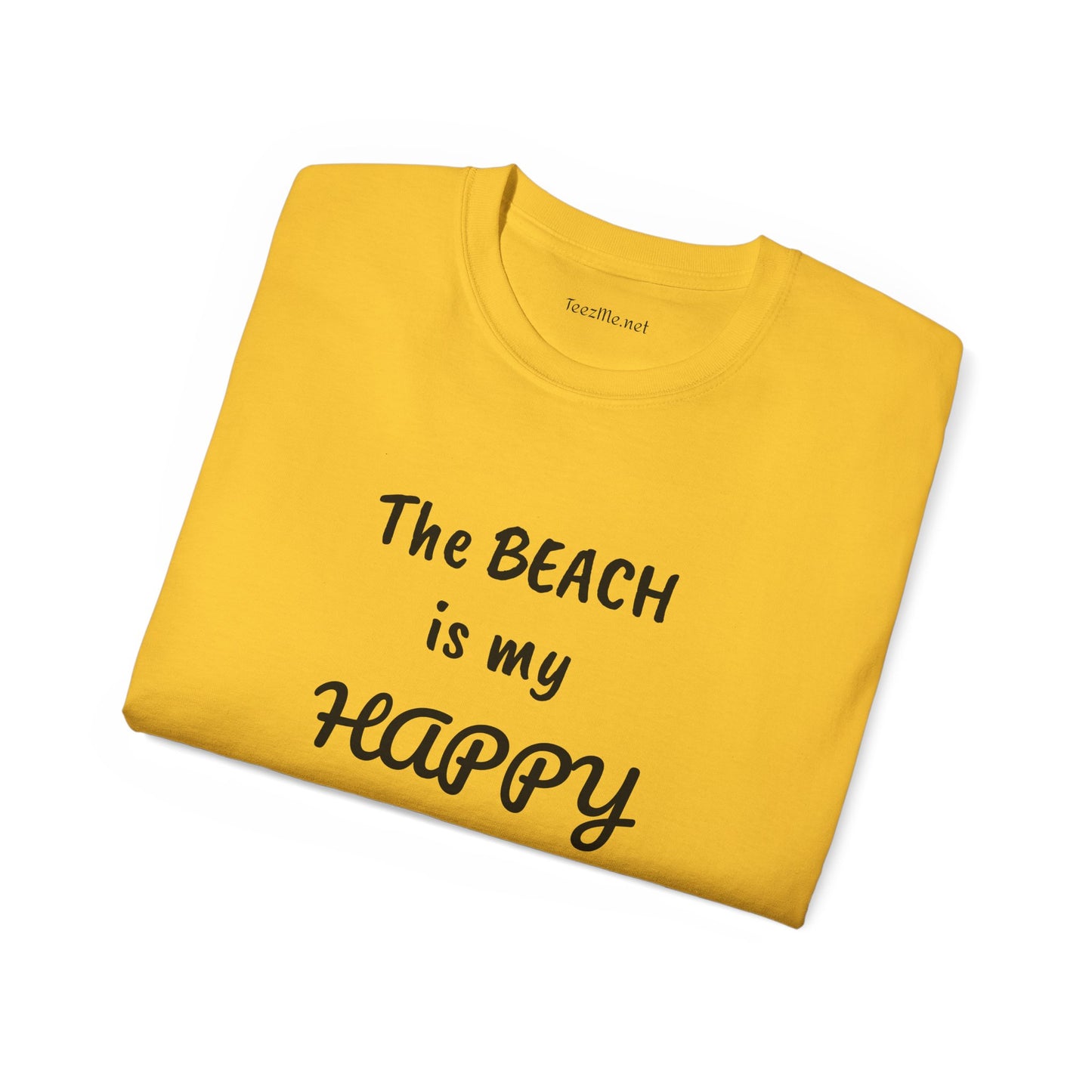 The BEACH is my Happy Place - Unisex Ultra Cotton Tee 100% Cotton Graphic