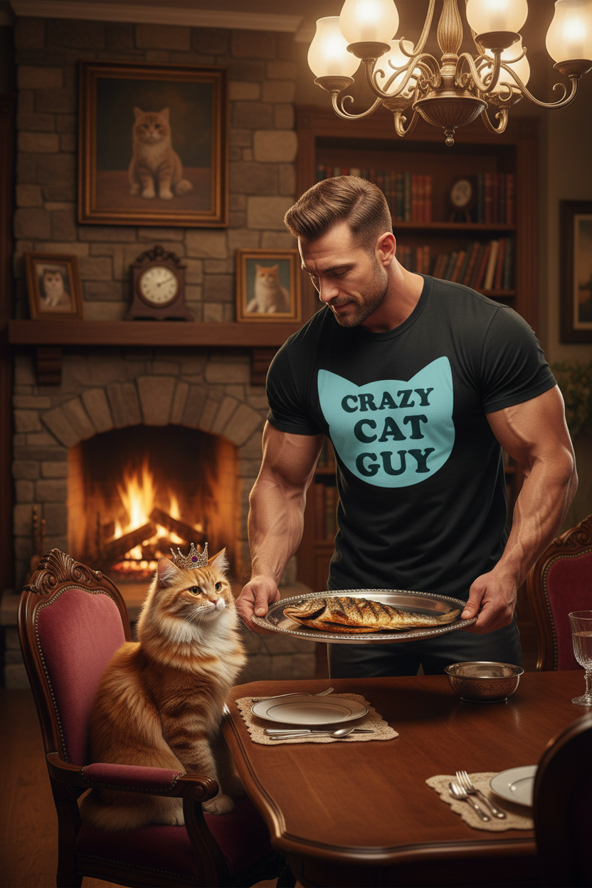 Crazy Cat Guy Unisex Softstyle T-Shirt 100% Cotton Graphic