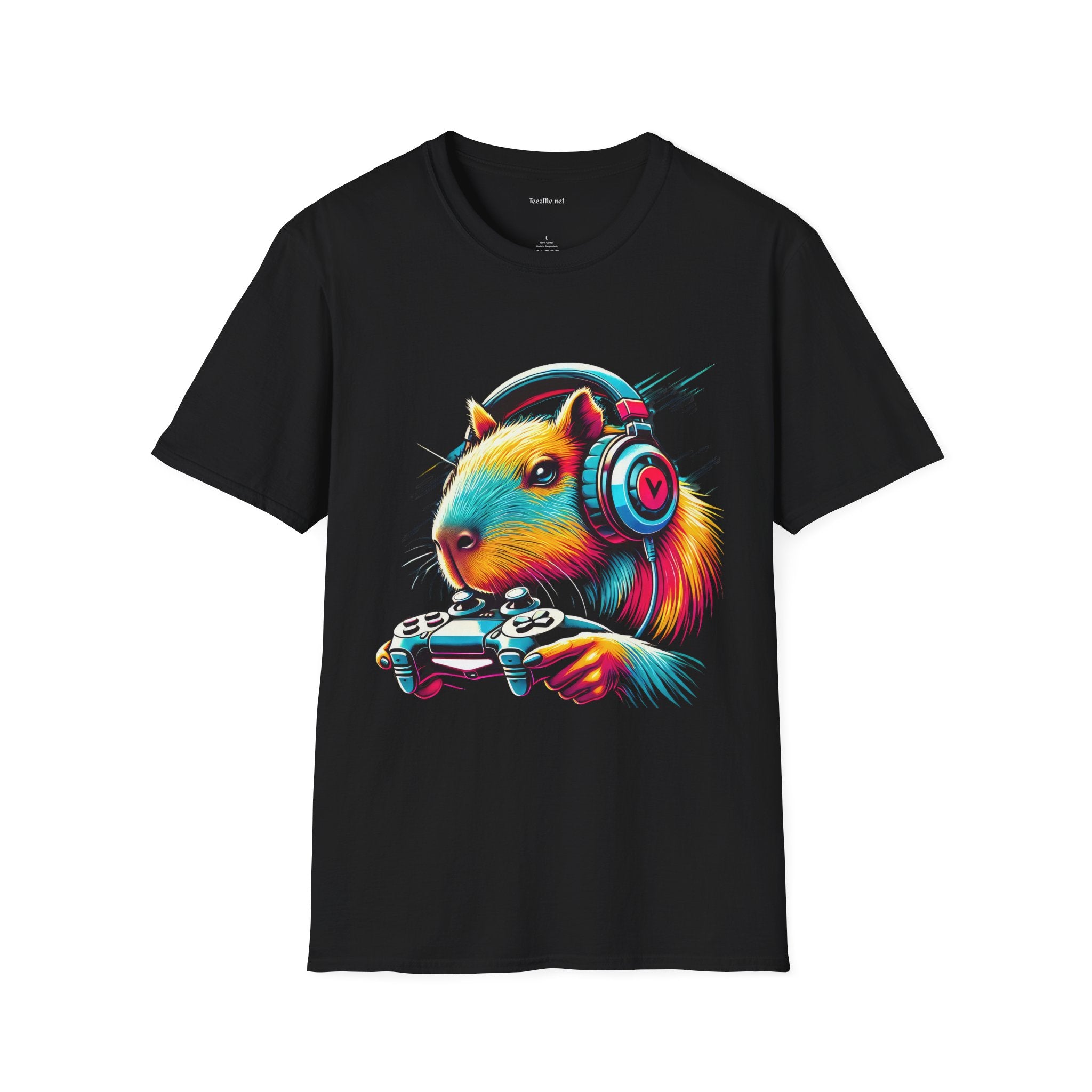 Capybara Video Gamer Unisex Softstyle T-Shirt 100% Cotton Graphic