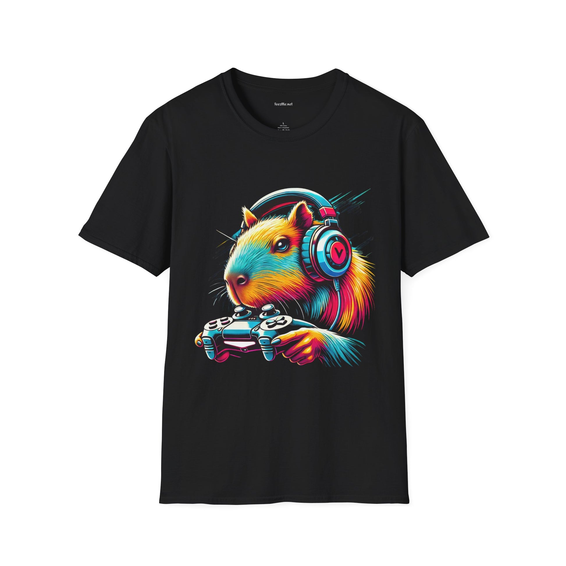 Capybara Video Gamer Unisex Softstyle T-Shirt 100% Cotton Graphic