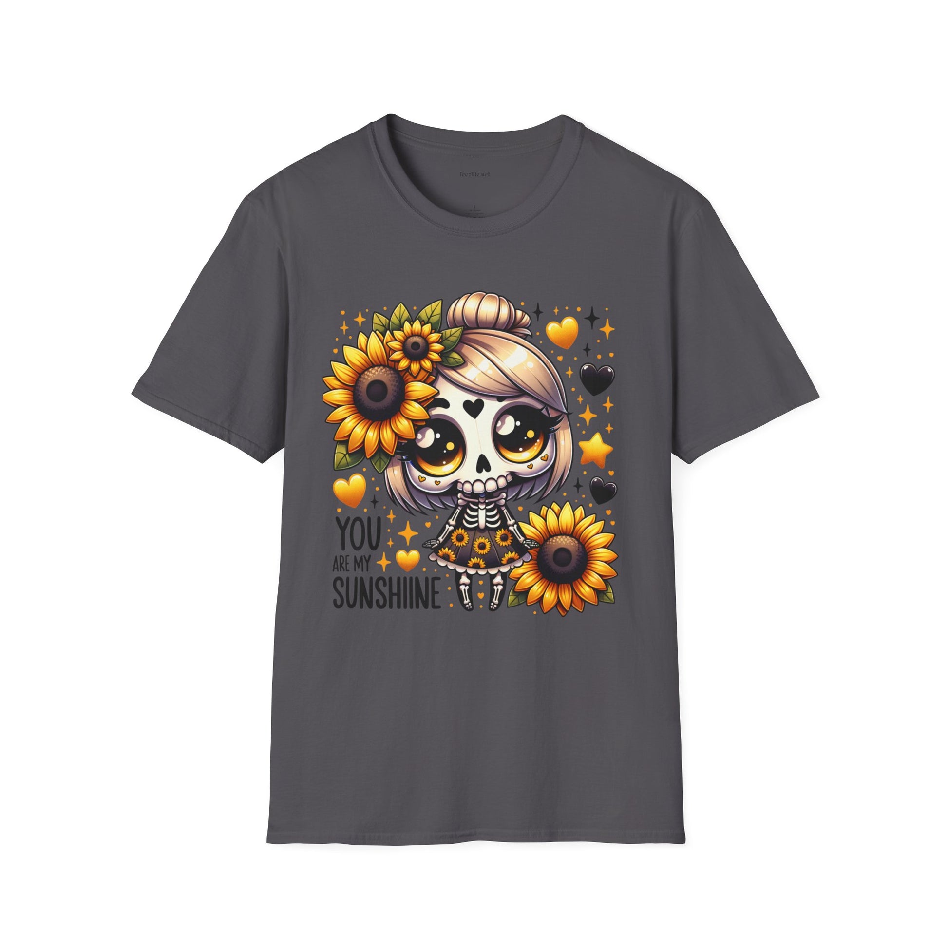 Sunflower Day of the Dead Tee — "You Are My Sunshine" Cute Sugar Skull Shirt