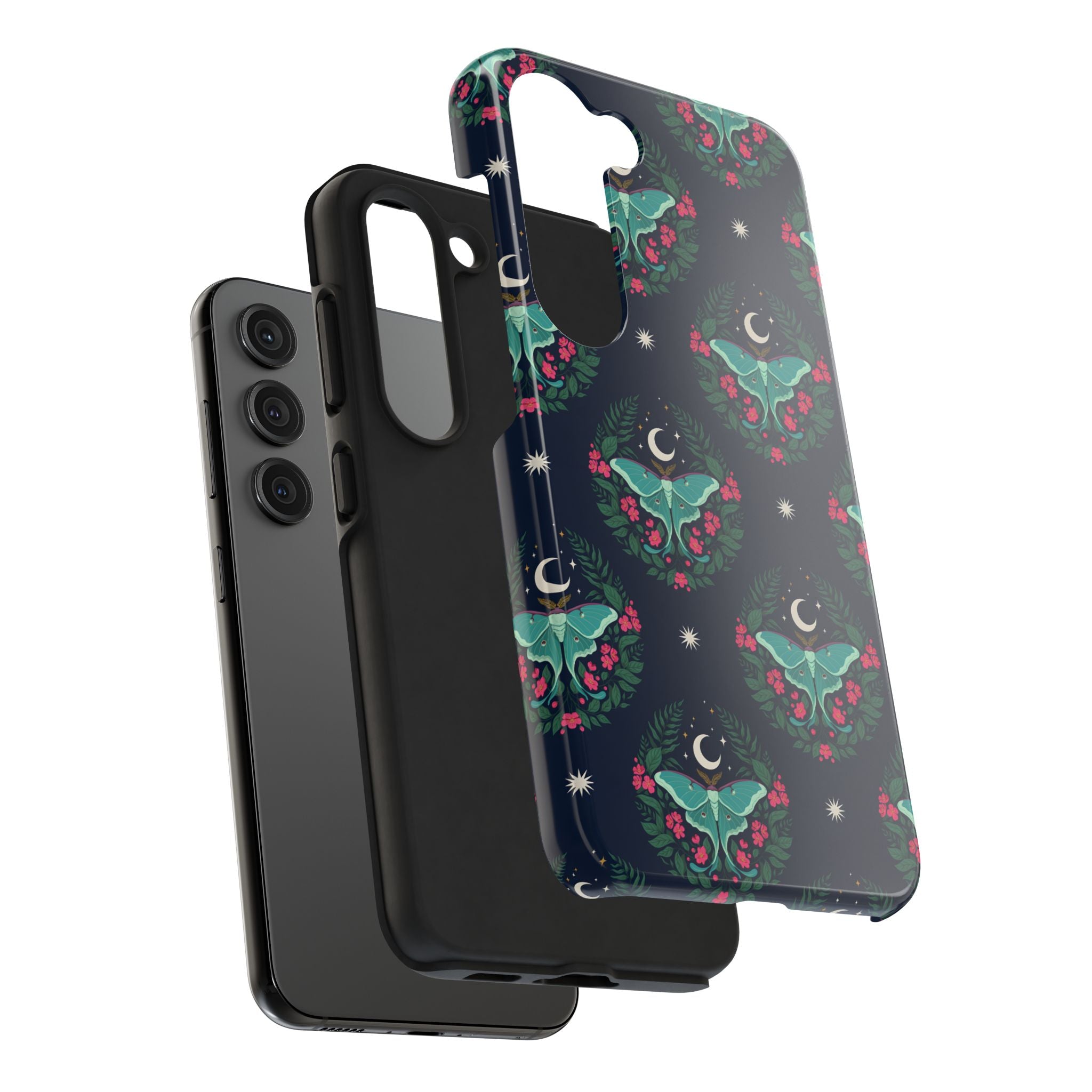 Moon Moth Tough Phone Case — Botanical Nightscape Protective Cover